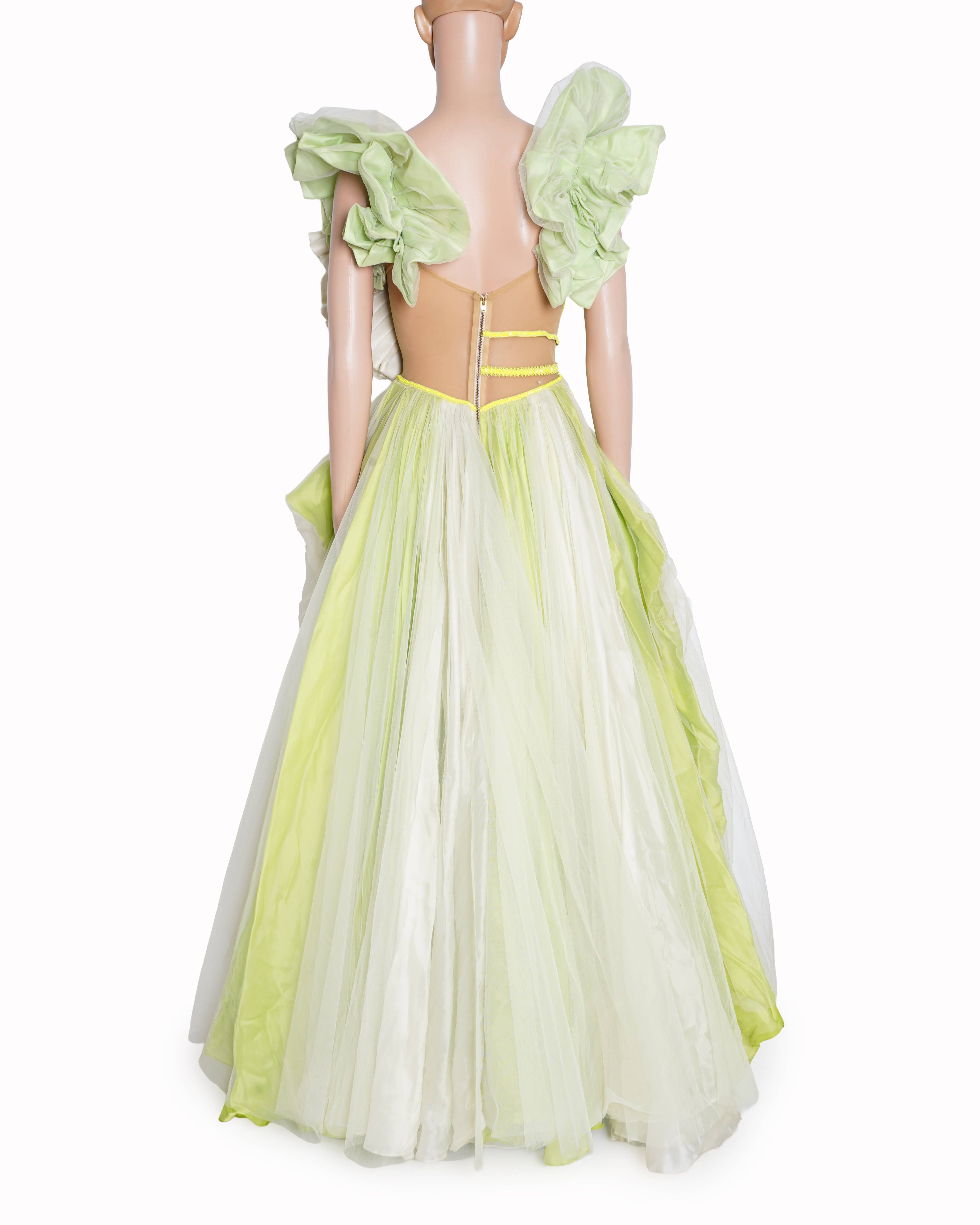 Shantanu & Nikhil Gown In Green & White