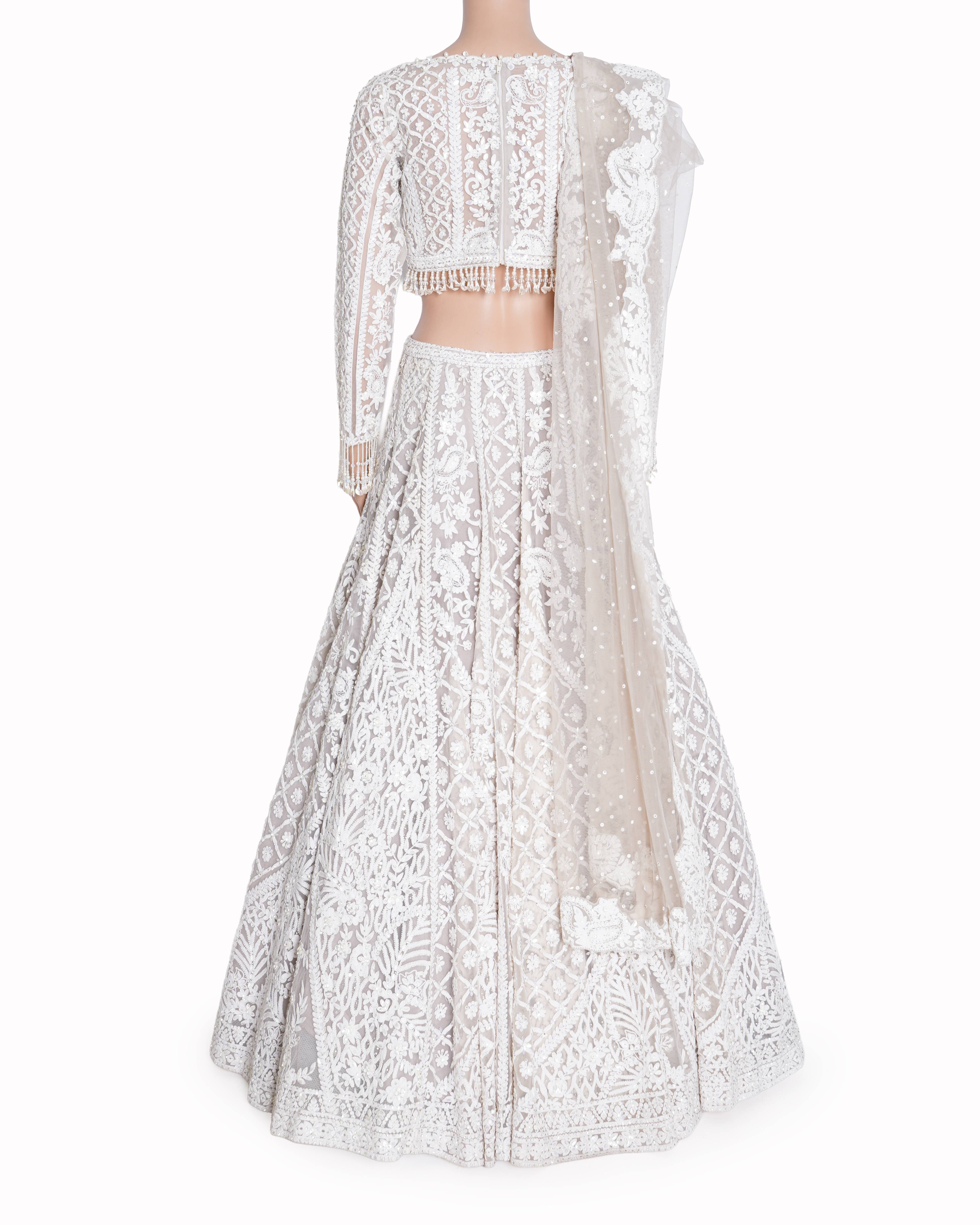 Seema Gujral Off-White Abstract Dori Lehenga Set