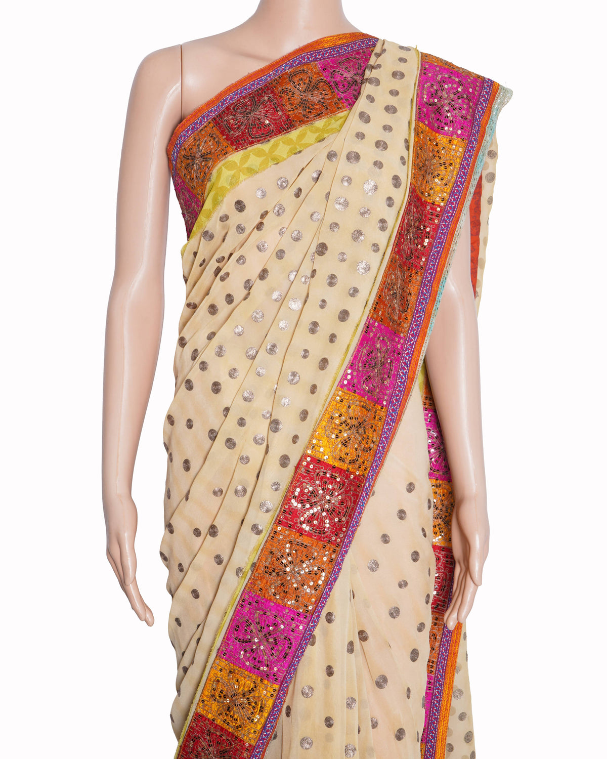 Anamika Khanna Sequin Thick Border Saree