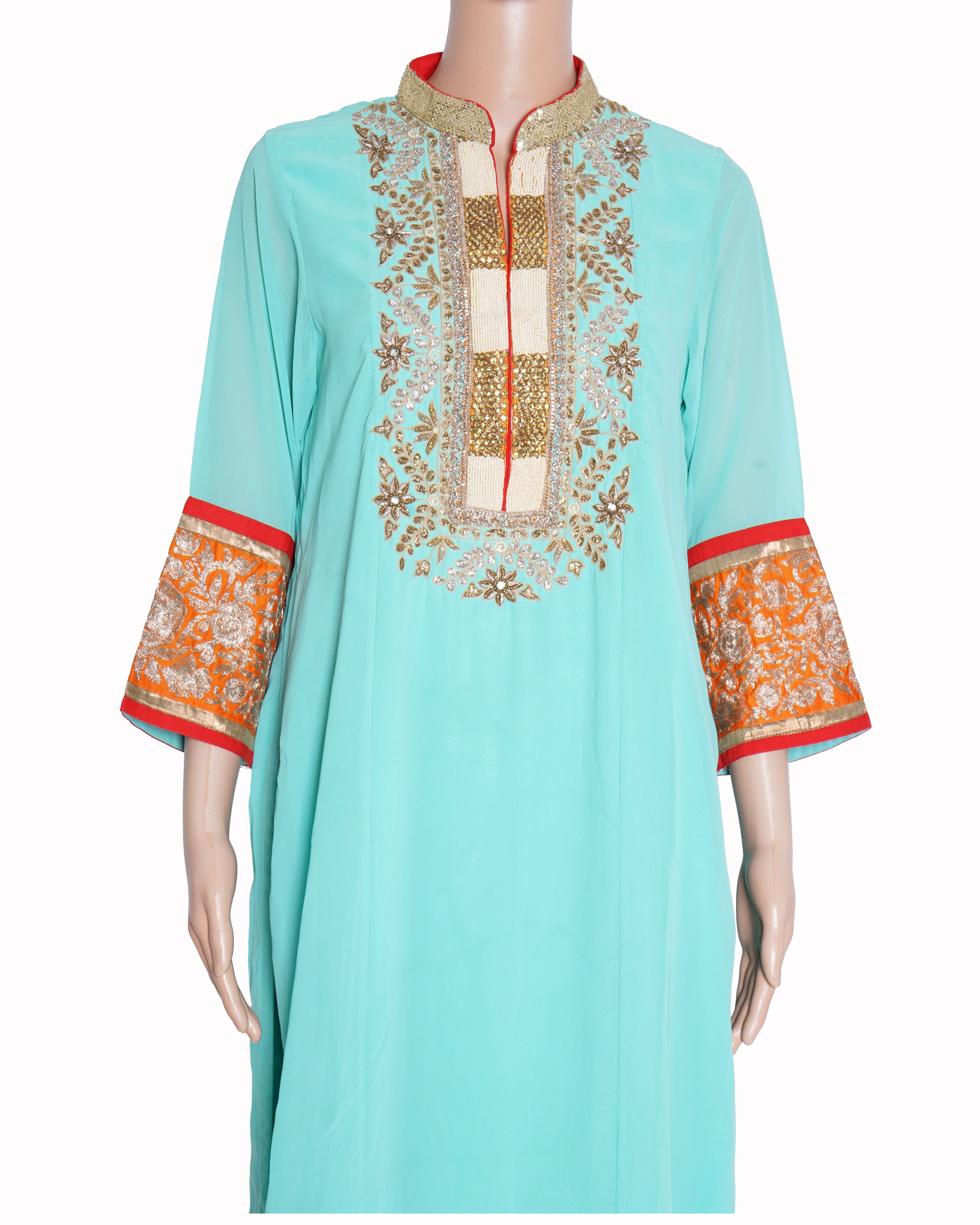 RA by Aditi Beriwala Kurta set of 2 in turquoise blue