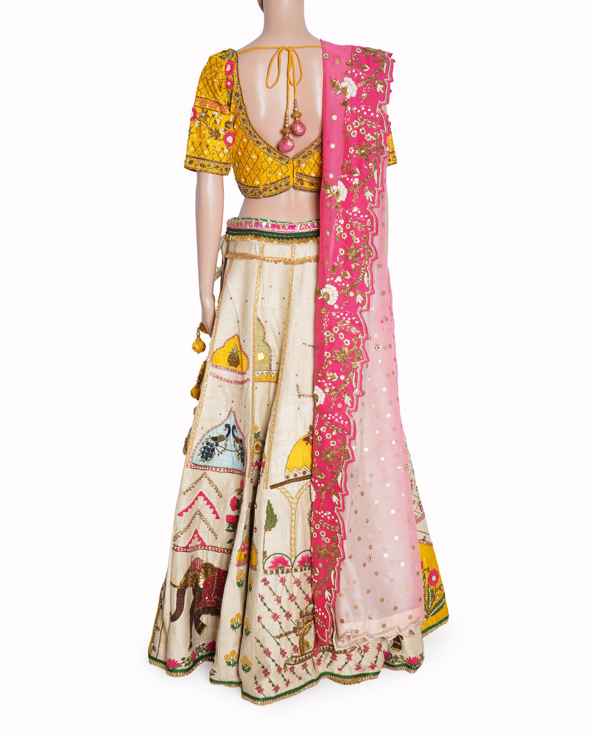 Gazal Gupta off-white and pink embroidered lehenga