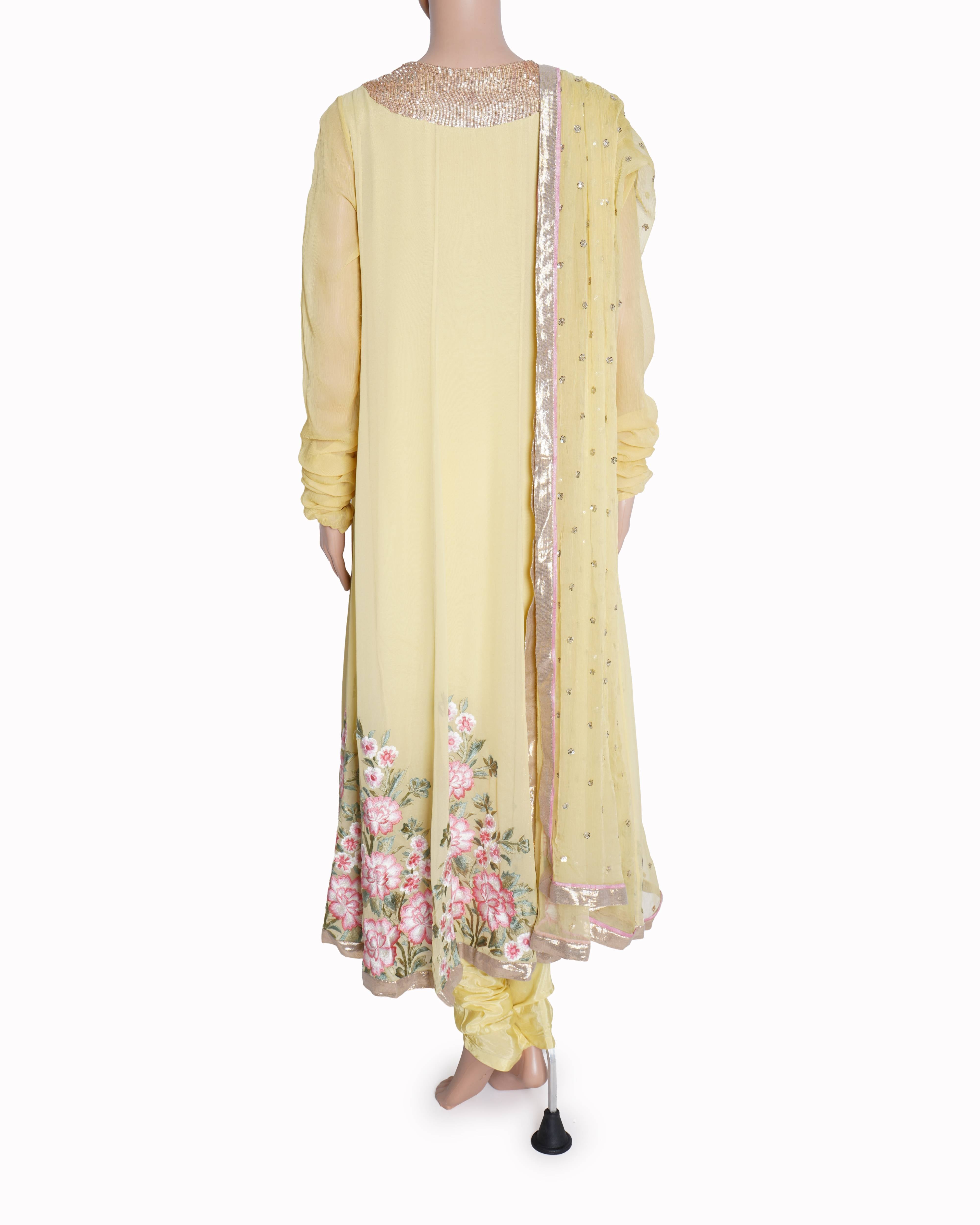 Pankaj & Nidhi ( set of 3 )
Yellow embroided Anarkali