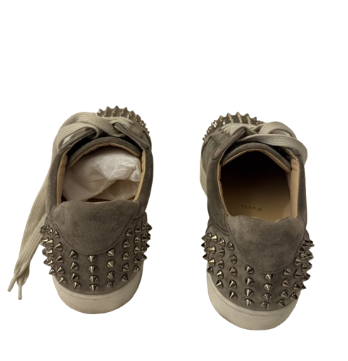 Christian Louboutin Suede Louise Spike Low Top Sneakers in Beige