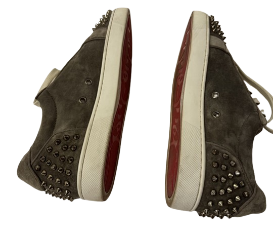 Christian Louboutin Suede Louise Spike Low Top Sneakers in Beige