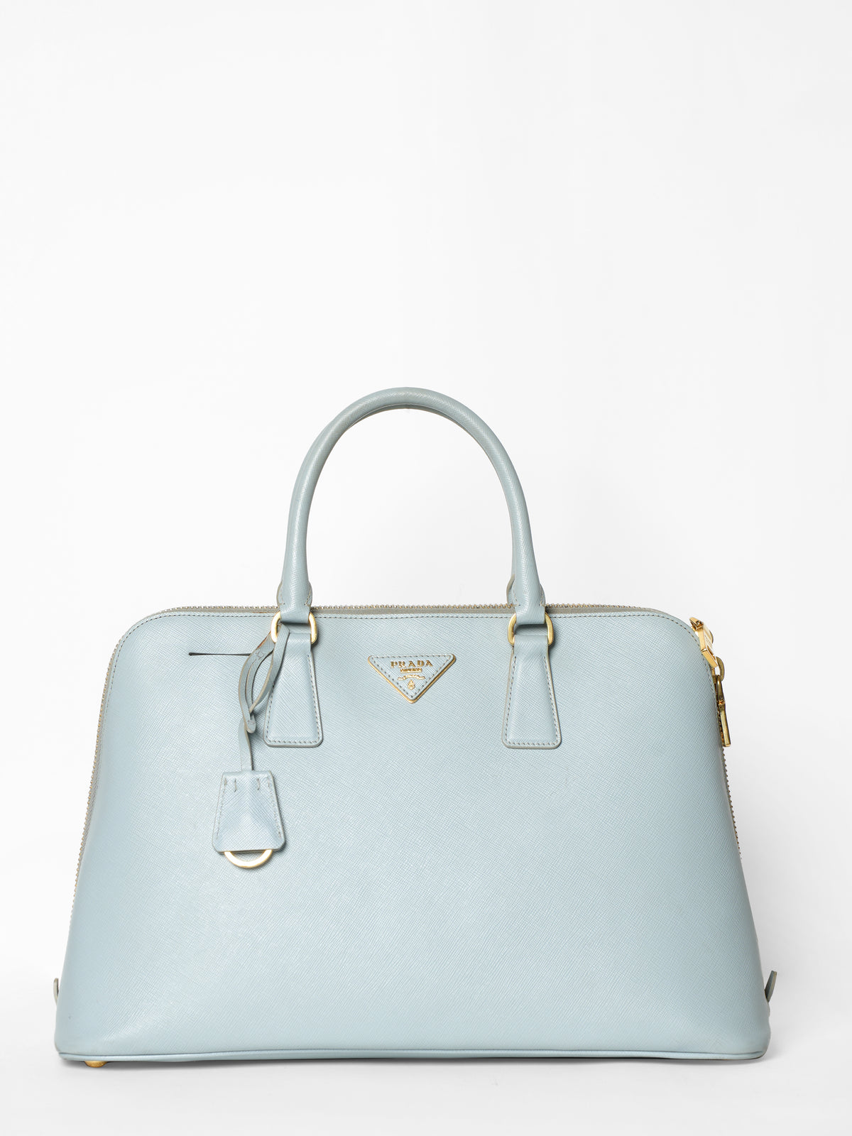 Prada Blue Saffiano Lux Leather Satchel