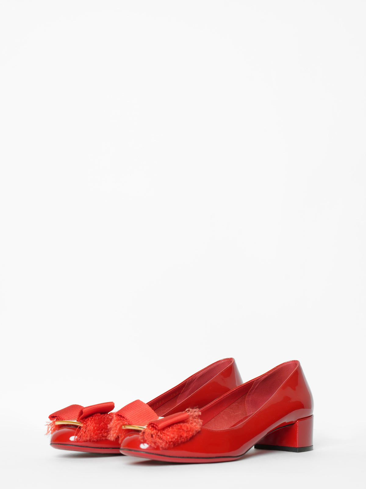 Ferragamo Red Shoes With Signature Vara Bow
