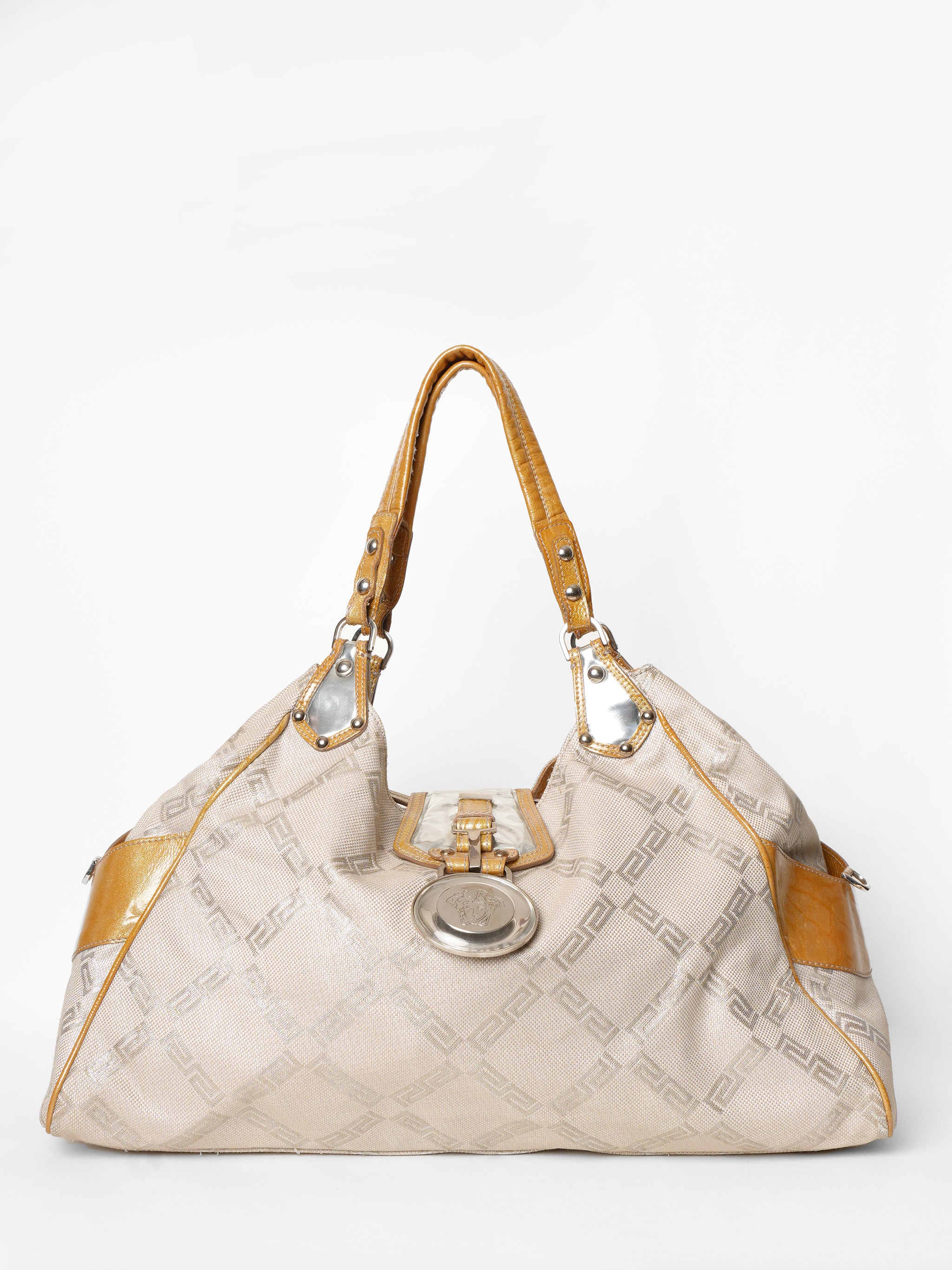 Versace Maddona Bag In Beige Jacquard