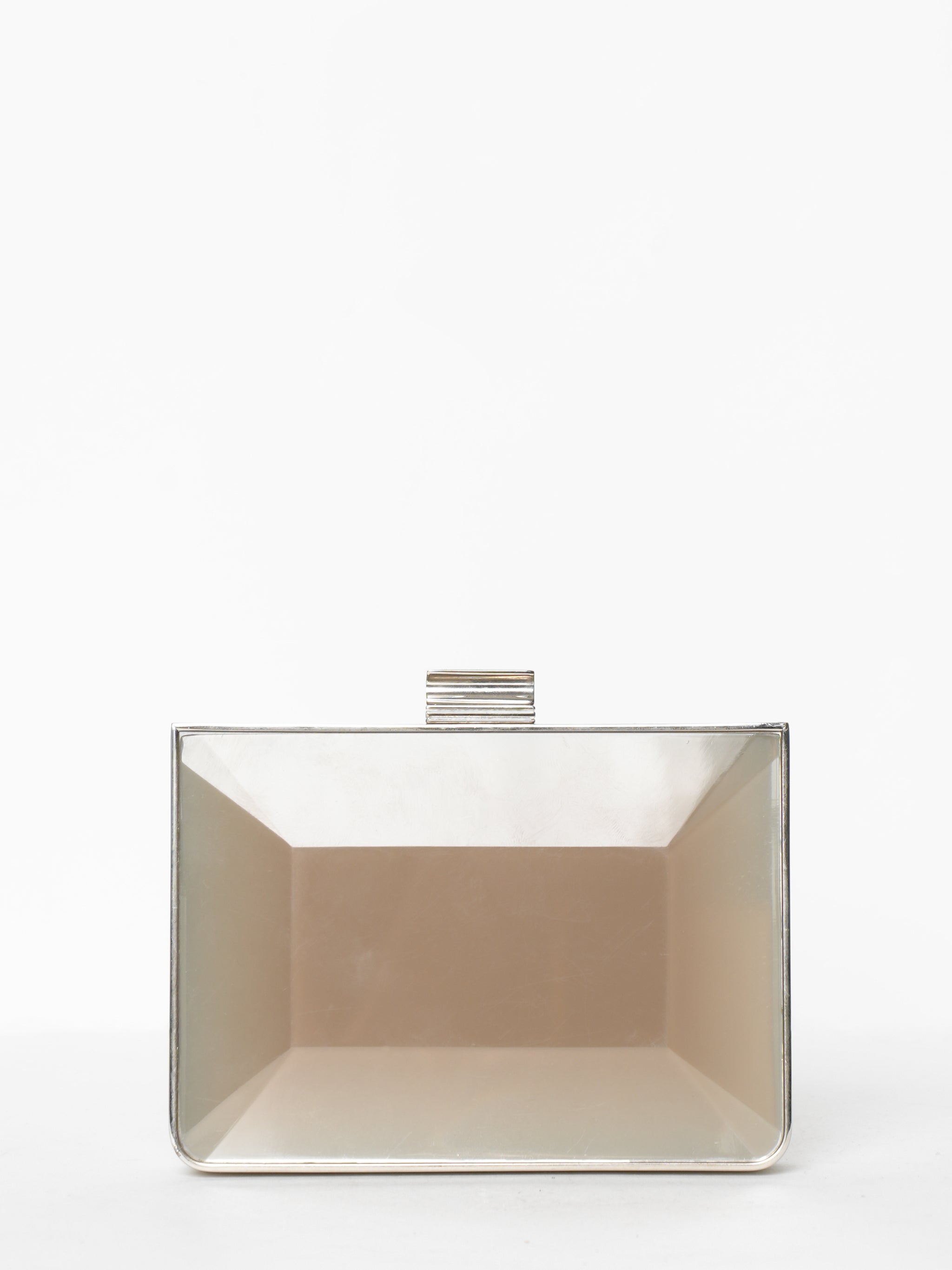 Ferragamo Beige Glass Box Clutch Bag