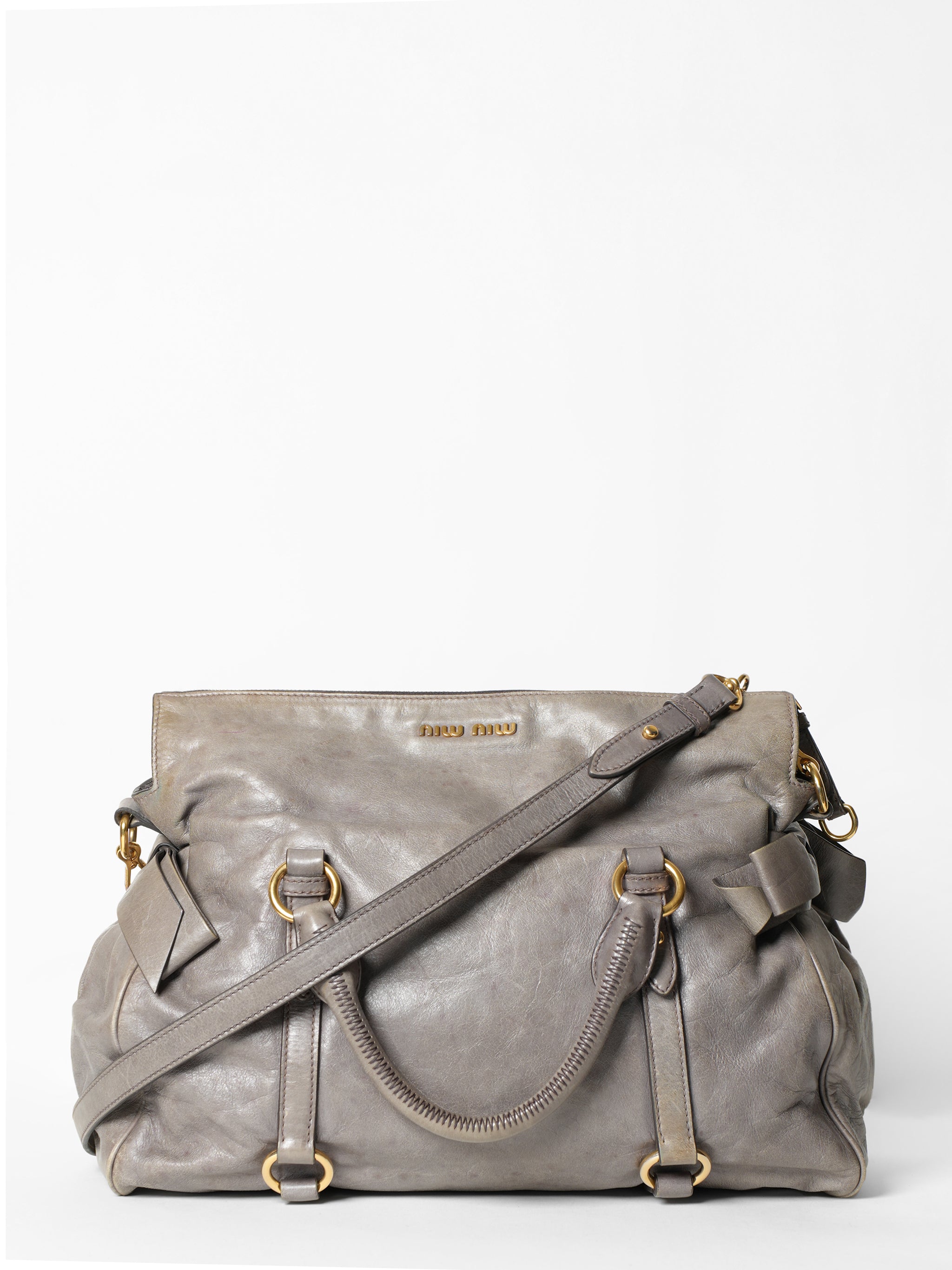 Miu Miu Grey Leather Crossbody Bag