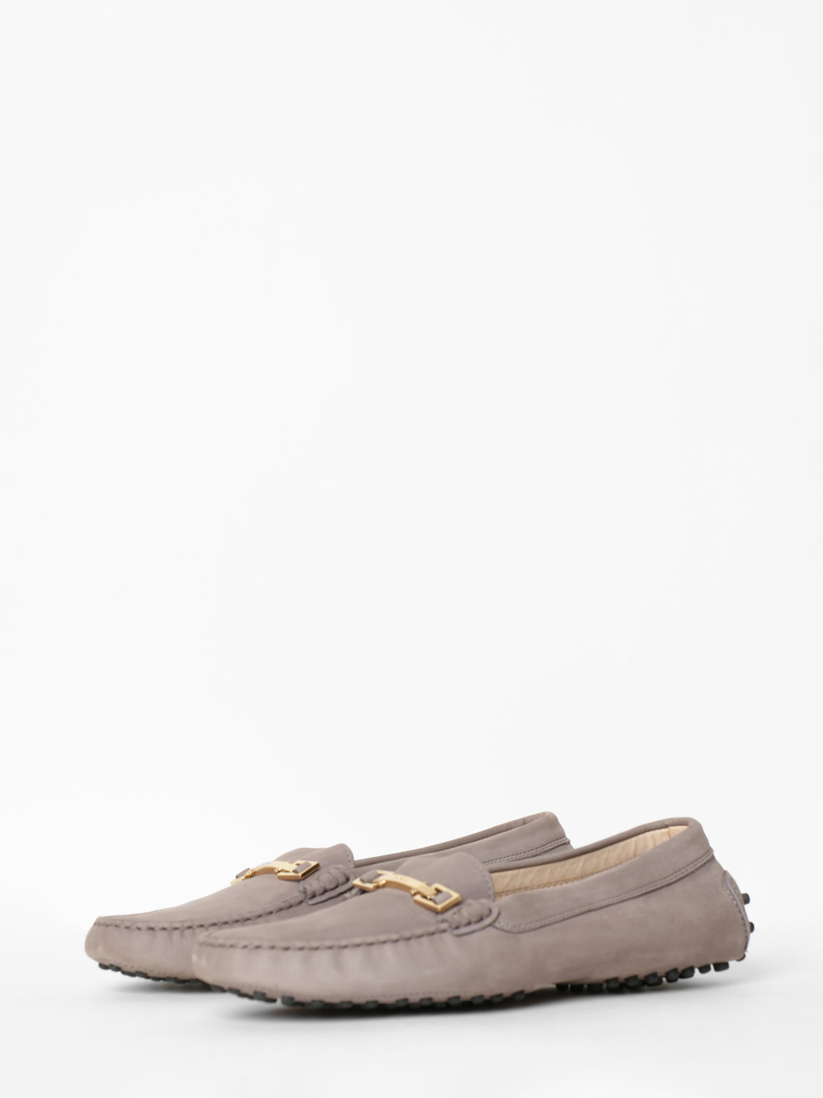 Tod's Beige Leather Buckle Slip On Loafers