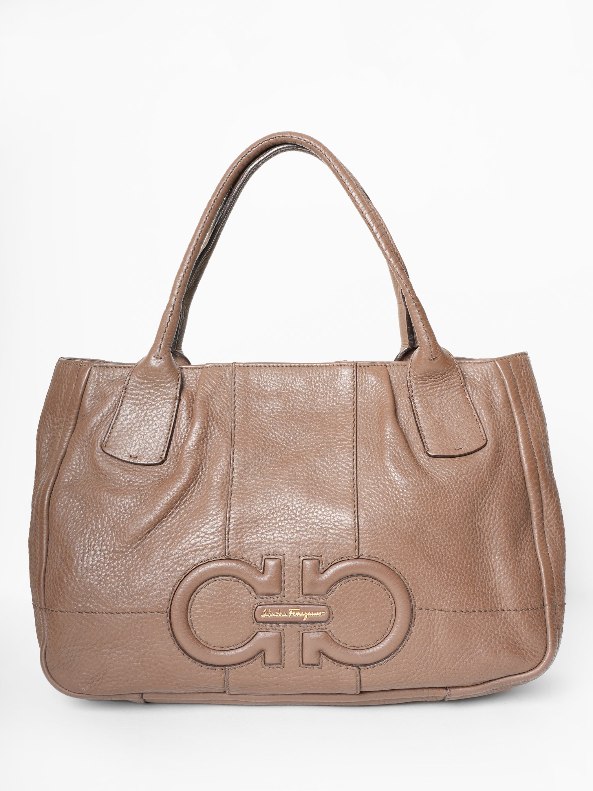 Ferragamo Izzie Gancini Embossed Tote  Bag