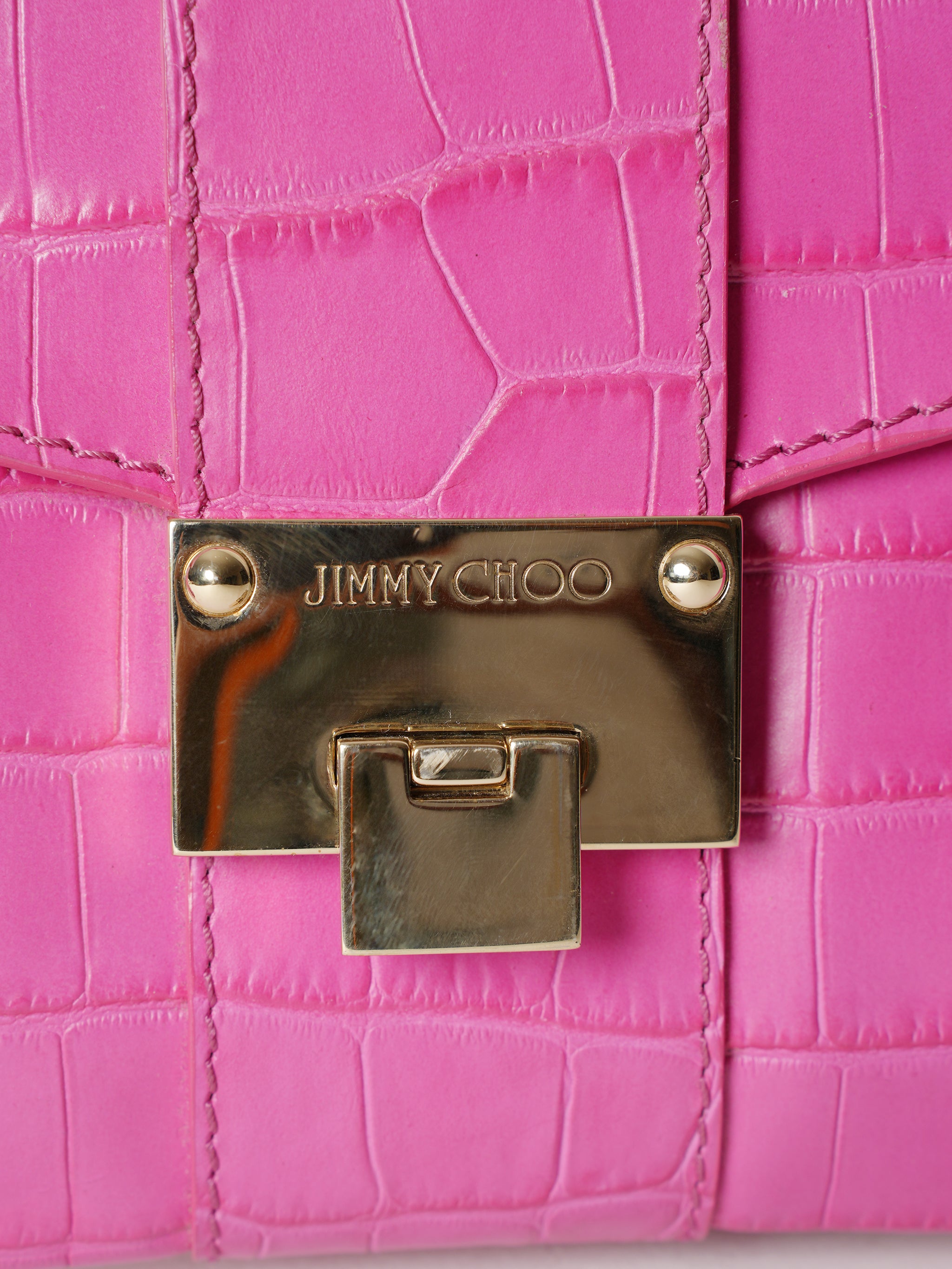 Jimmy Choo Fuschia Mock Croc Clutch