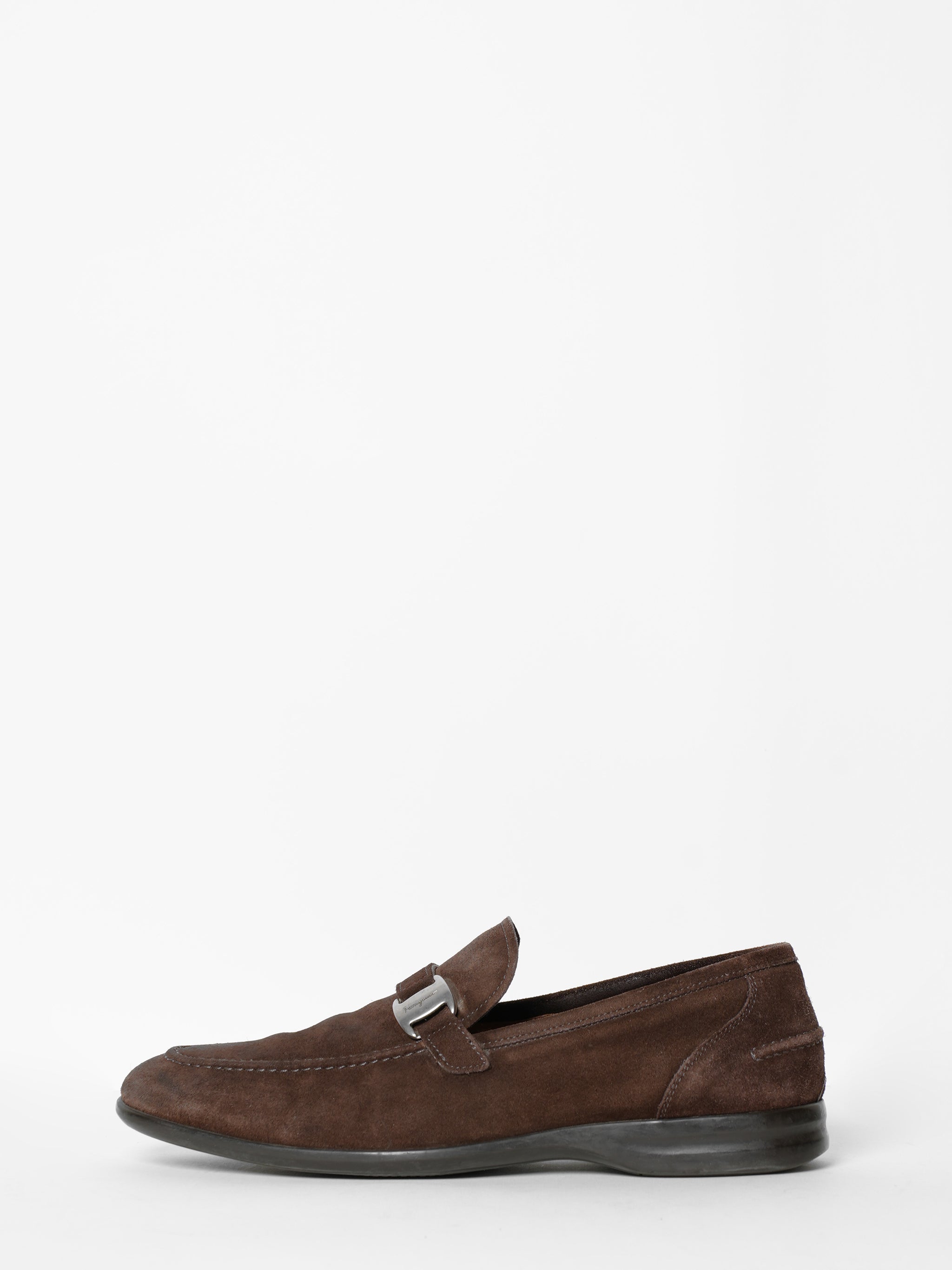 Ferragamo Brown Suede Leather Slip On Loafers