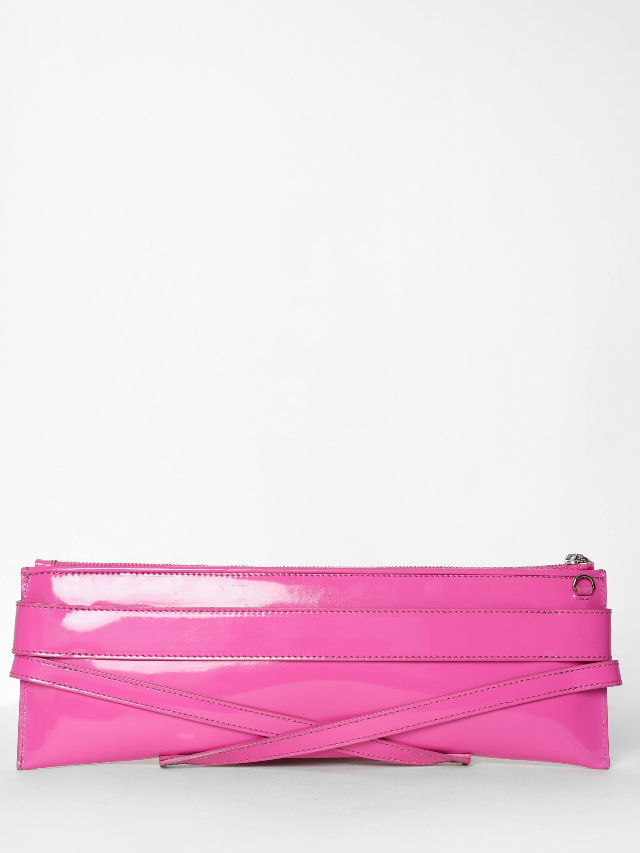 Burberry Pink Patent Leather Bridle Elongated Clutch Bag