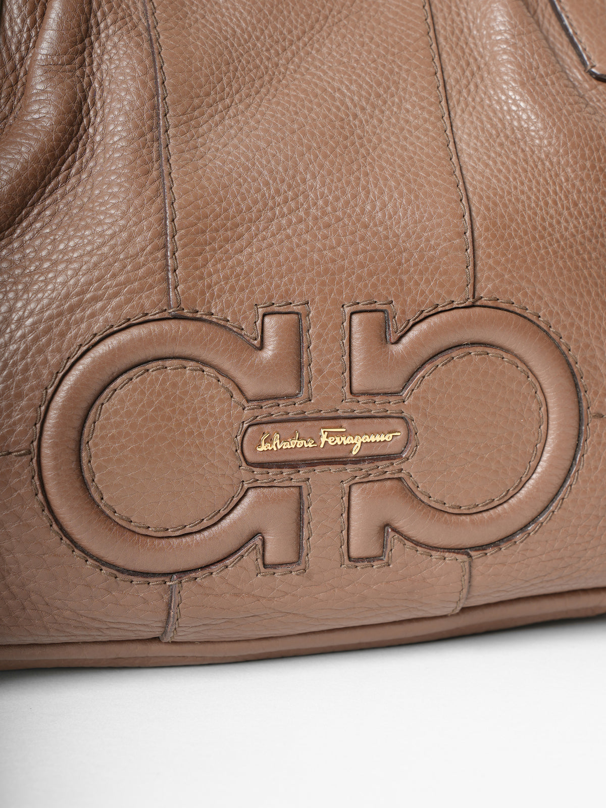 Ferragamo Izzie Gancini Embossed Tote  Bag