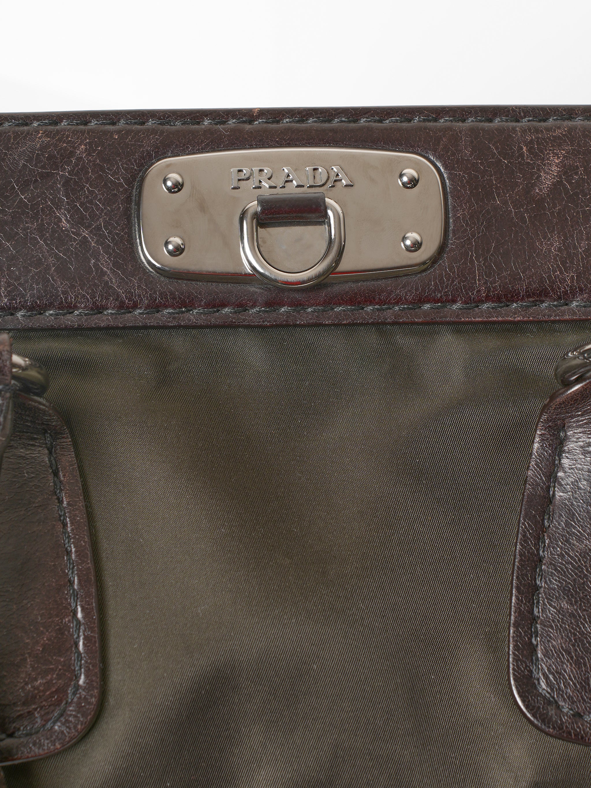 Prada Saffiano Leather Trim Tessuto Briefcase