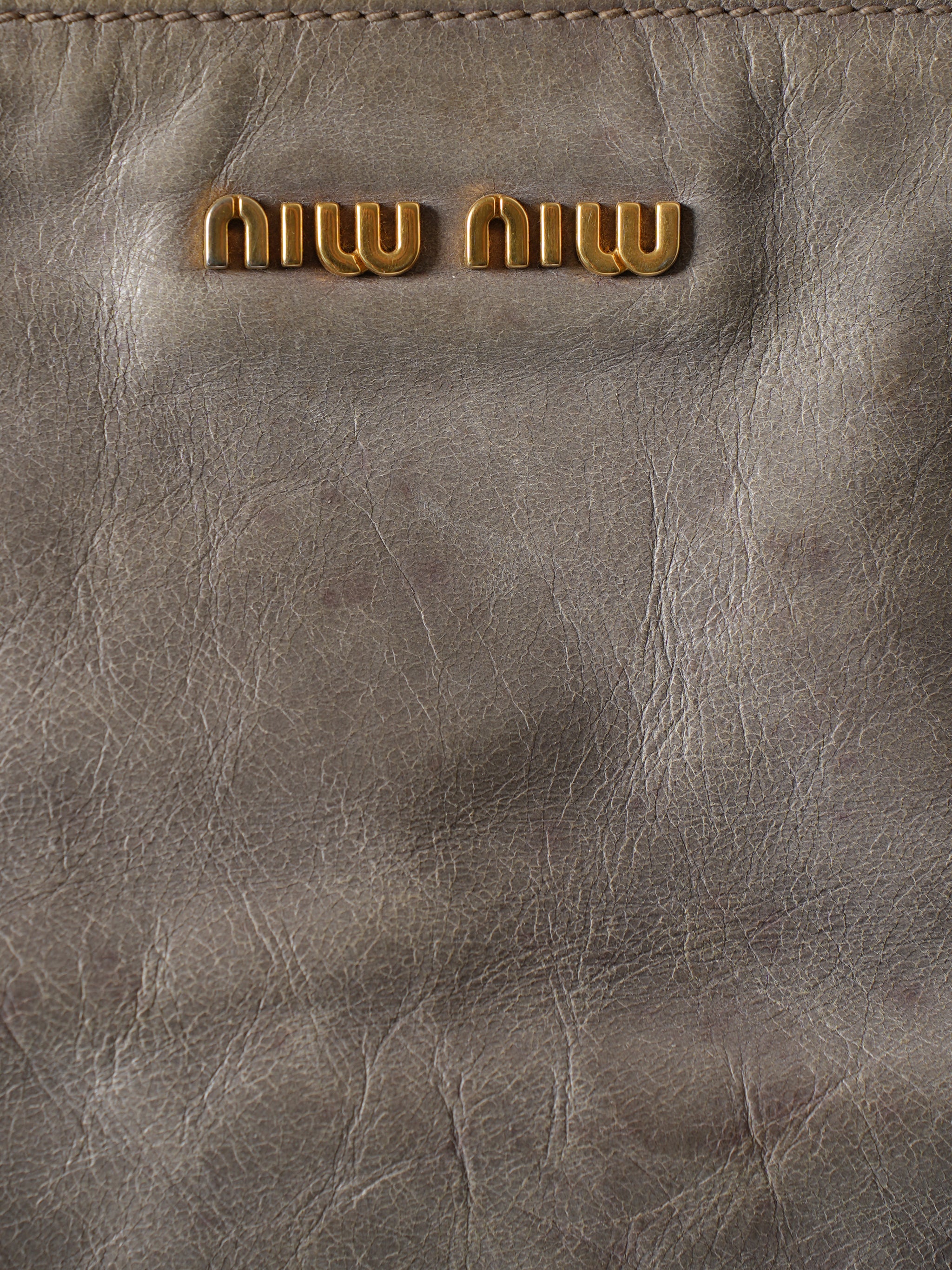 Miu Miu Grey Leather Crossbody Bag