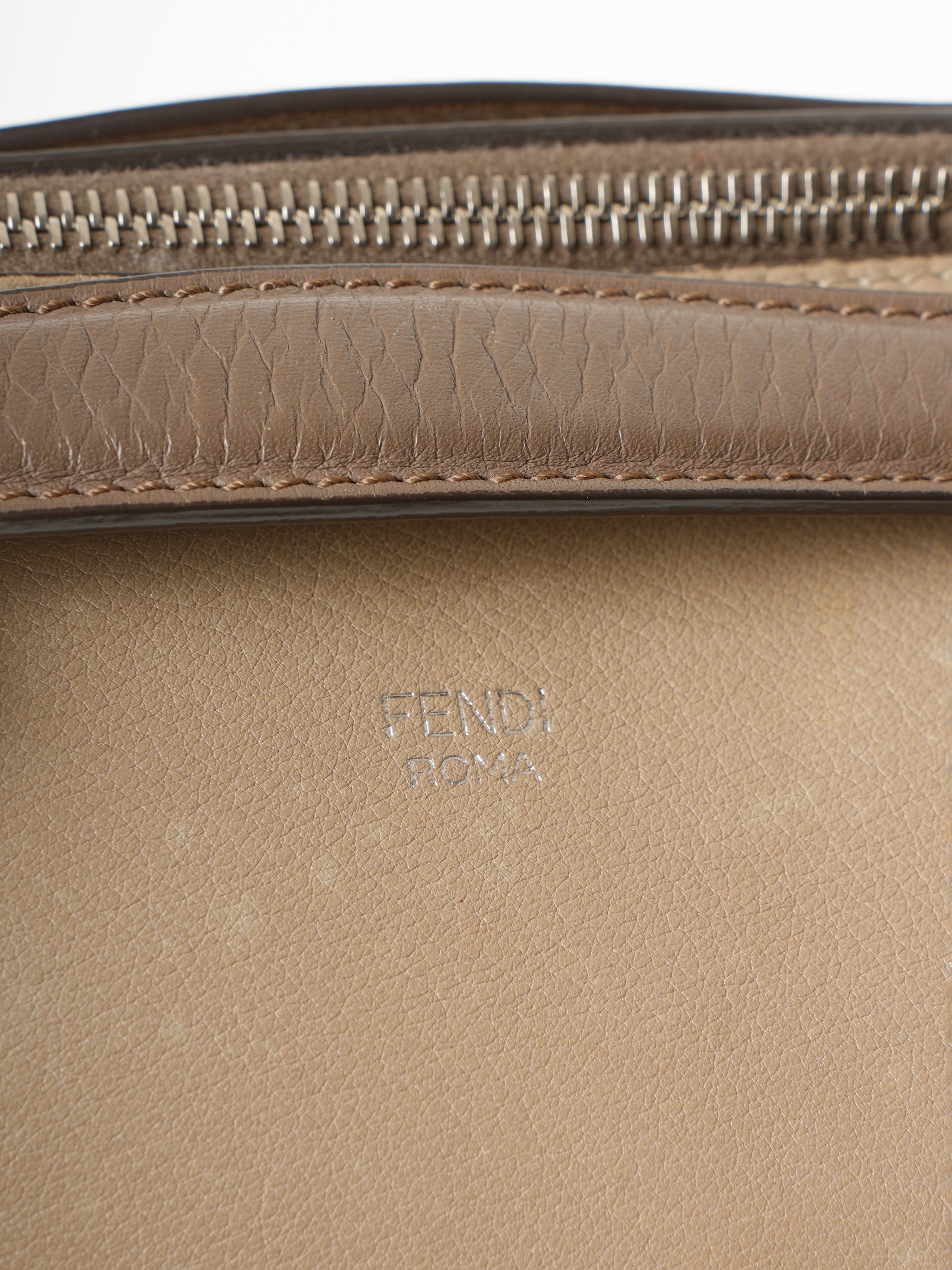 Fendi By The Way Medium Beige Leather Boston Bag