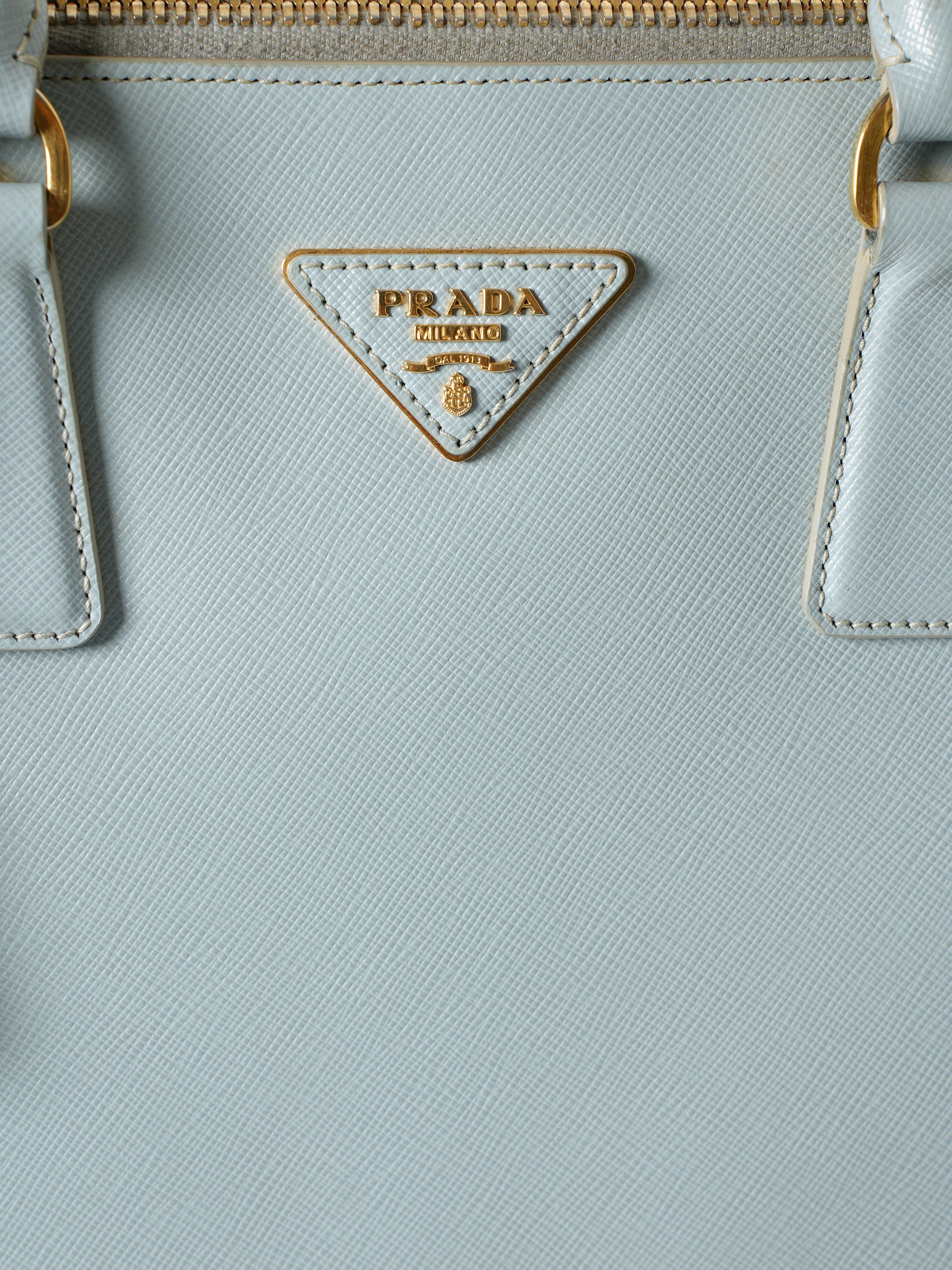 Prada Blue Saffiano Lux Leather Satchel