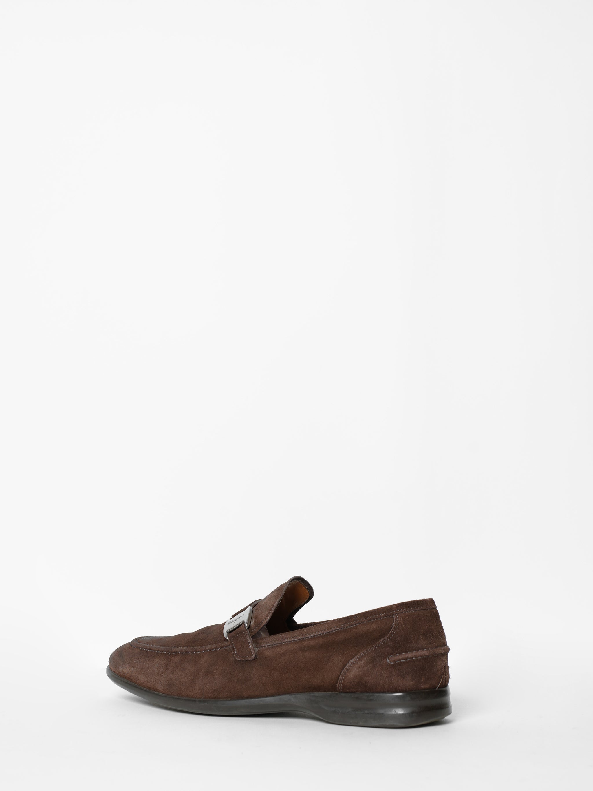 Ferragamo Brown Suede Leather Slip On Loafers