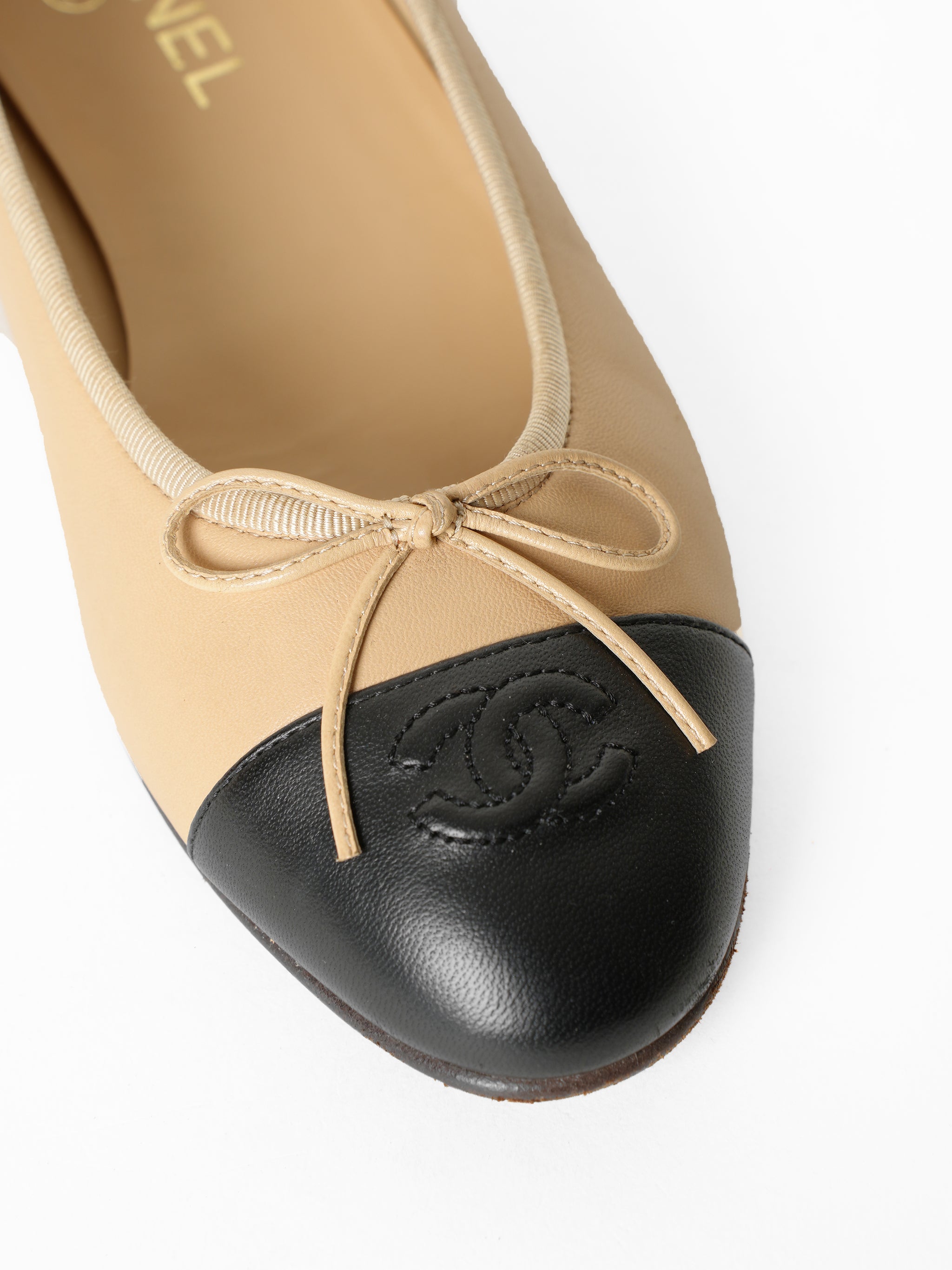 Chanel Blue Leather CC Ballet Flats Size 36.5 at 1stDibs