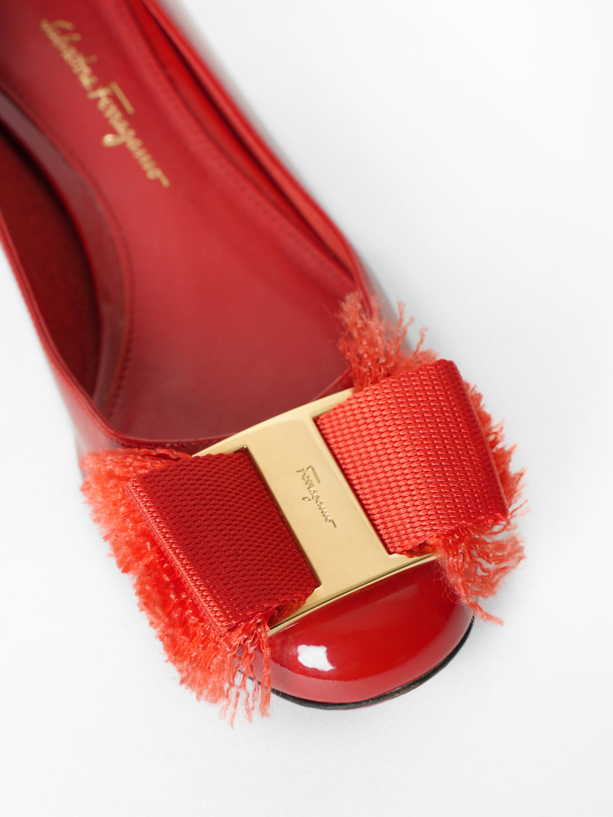 Ferragamo Red Shoes With Signature Vara Bow