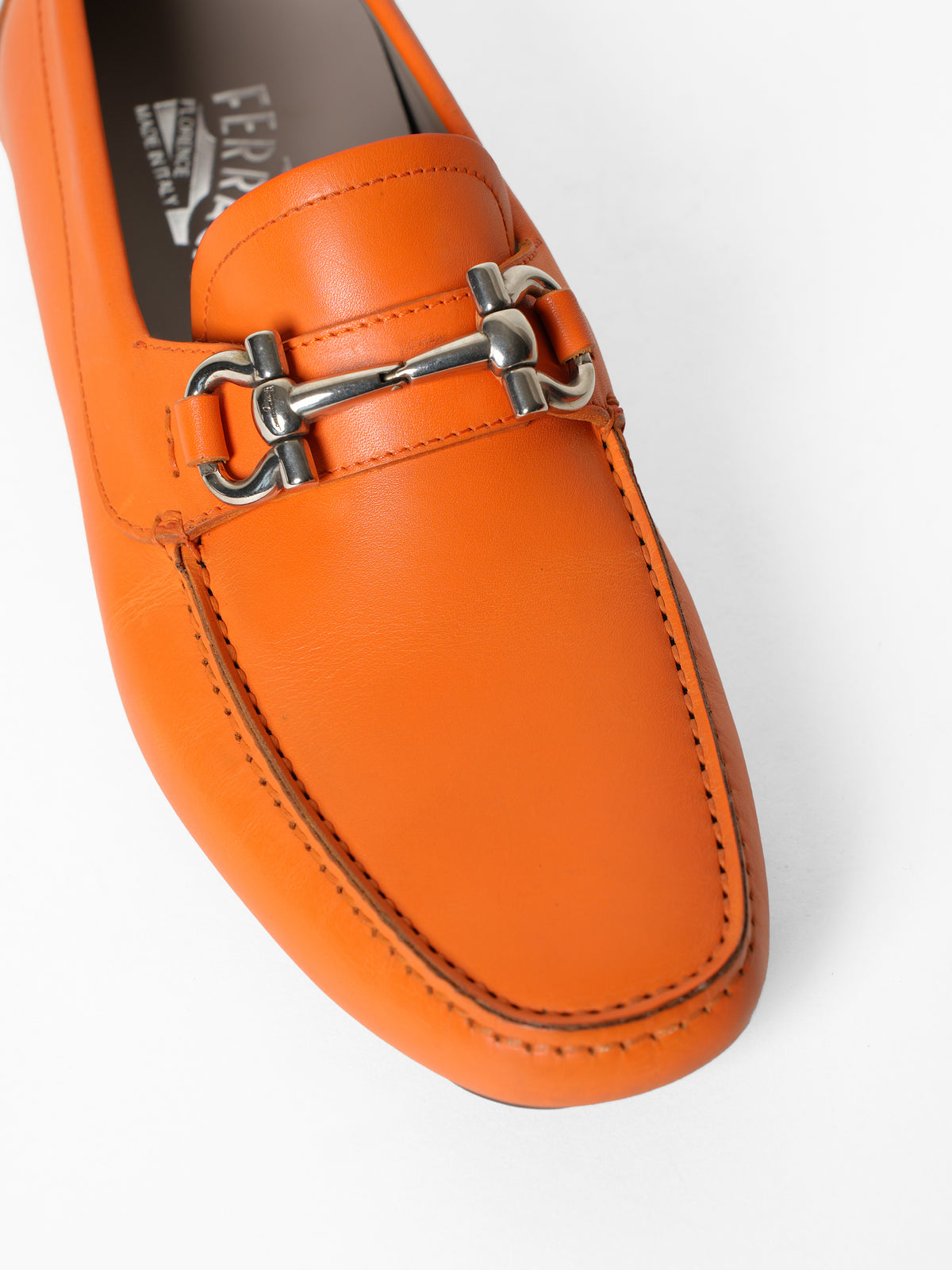 *New* Ferragamo Leather Moccasin With Gancini Ornament