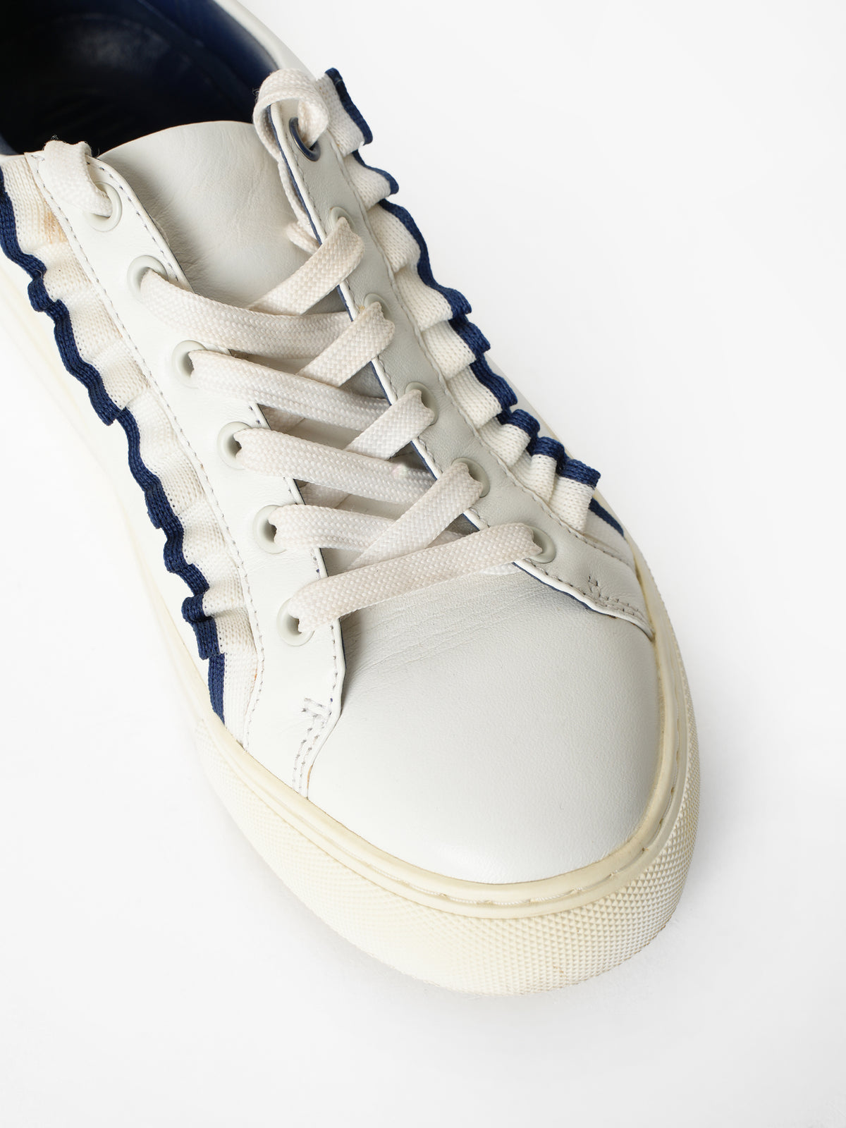 Tory Burch White Ruffle Sneakers