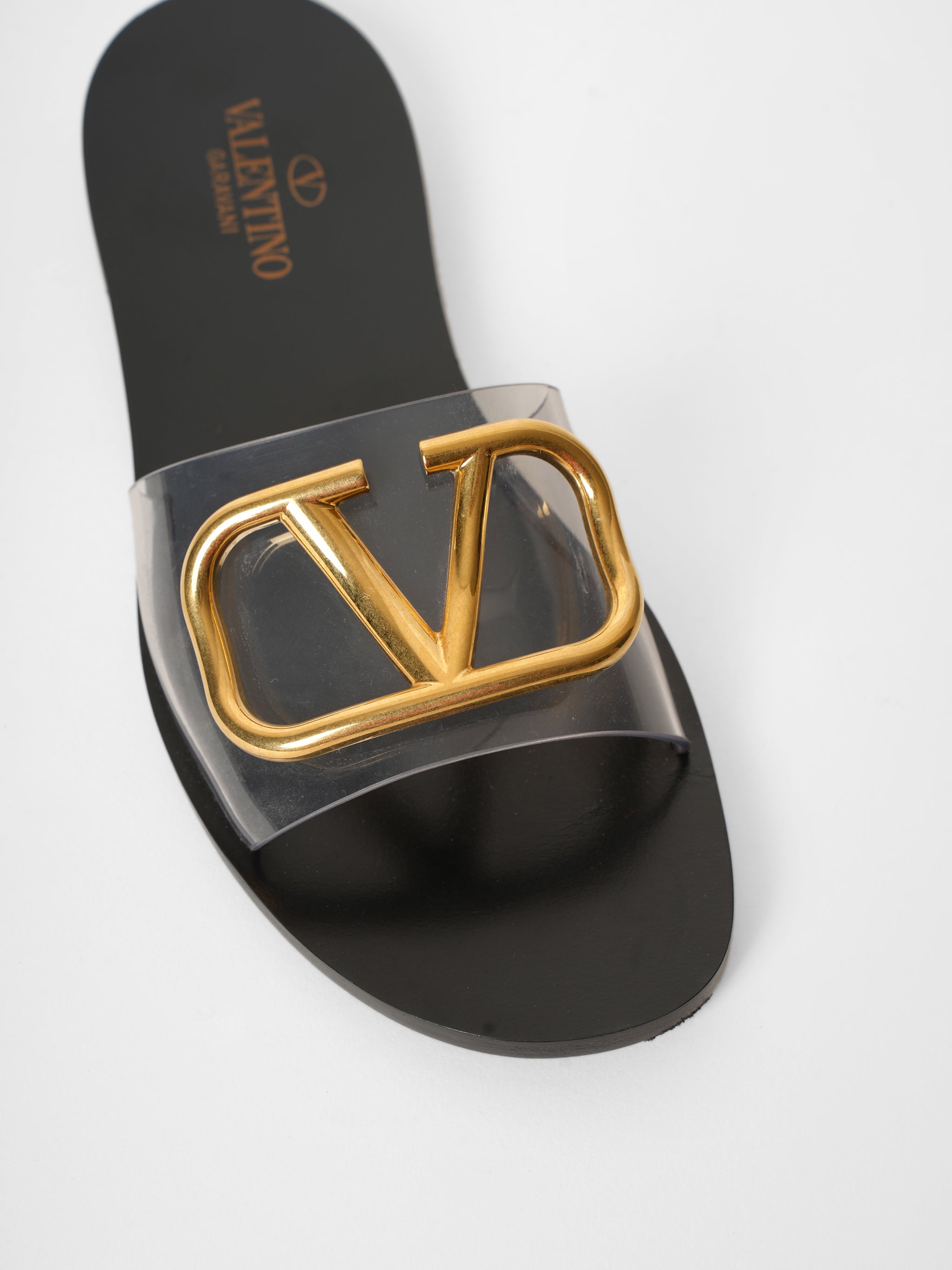 New Valentino Garavani Transparent V-logo Slides