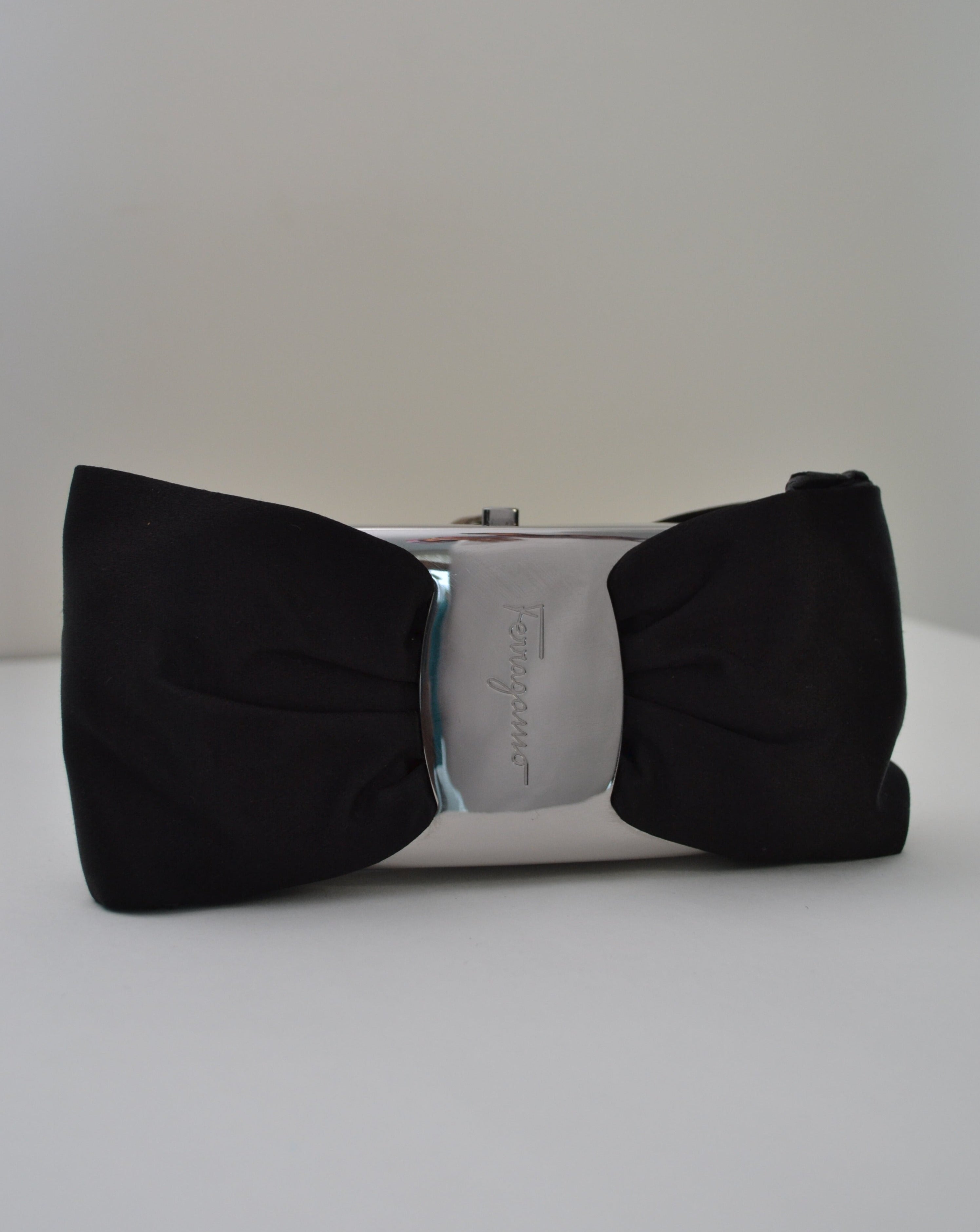 Ferragamo Black Bow Clutch