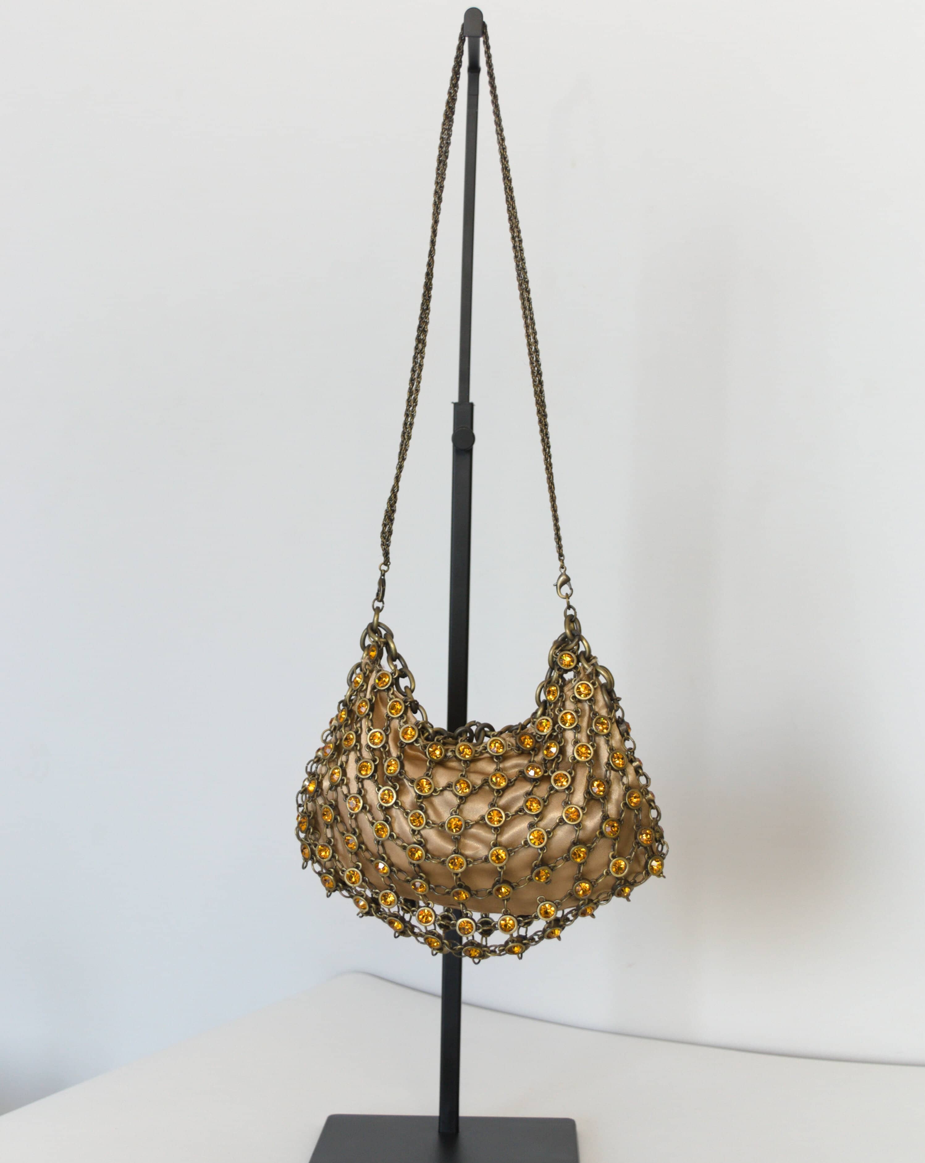 Amishi Golden Embelished Bag With Chain