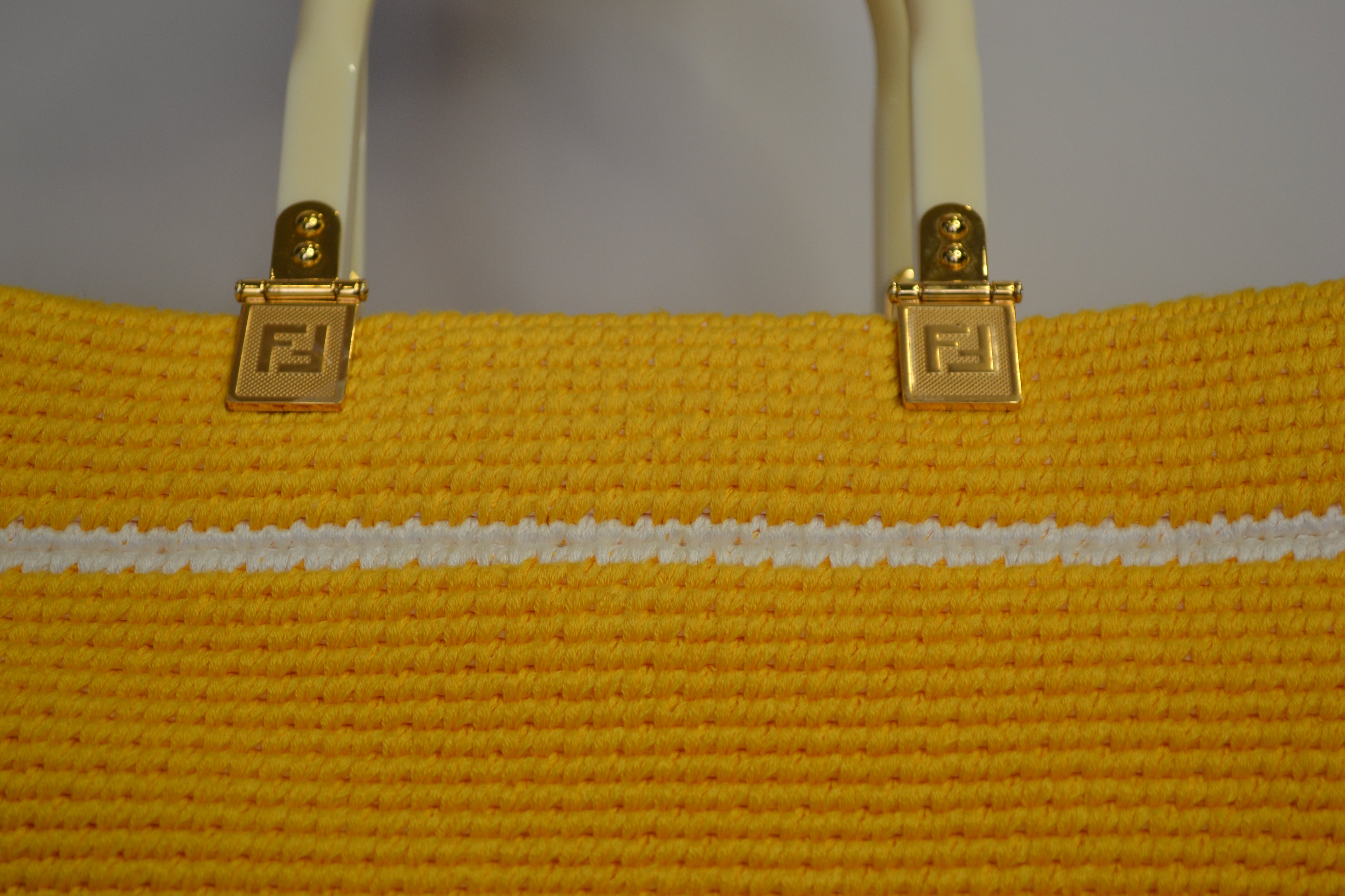 Fendi Sunshine Logo-Jacquard Crochet Tote Bag