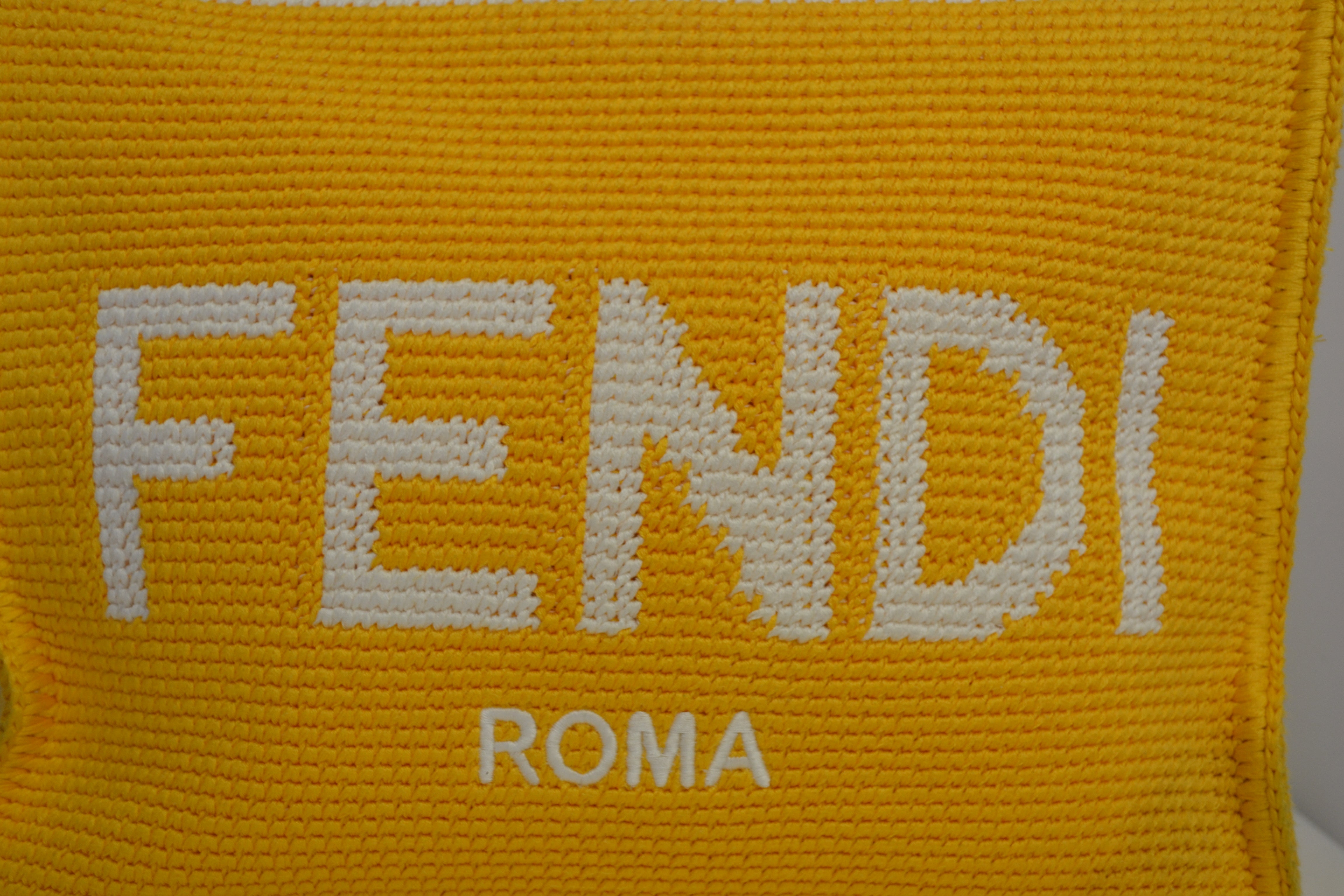 Fendi Sunshine Logo-Jacquard Crochet Tote Bag