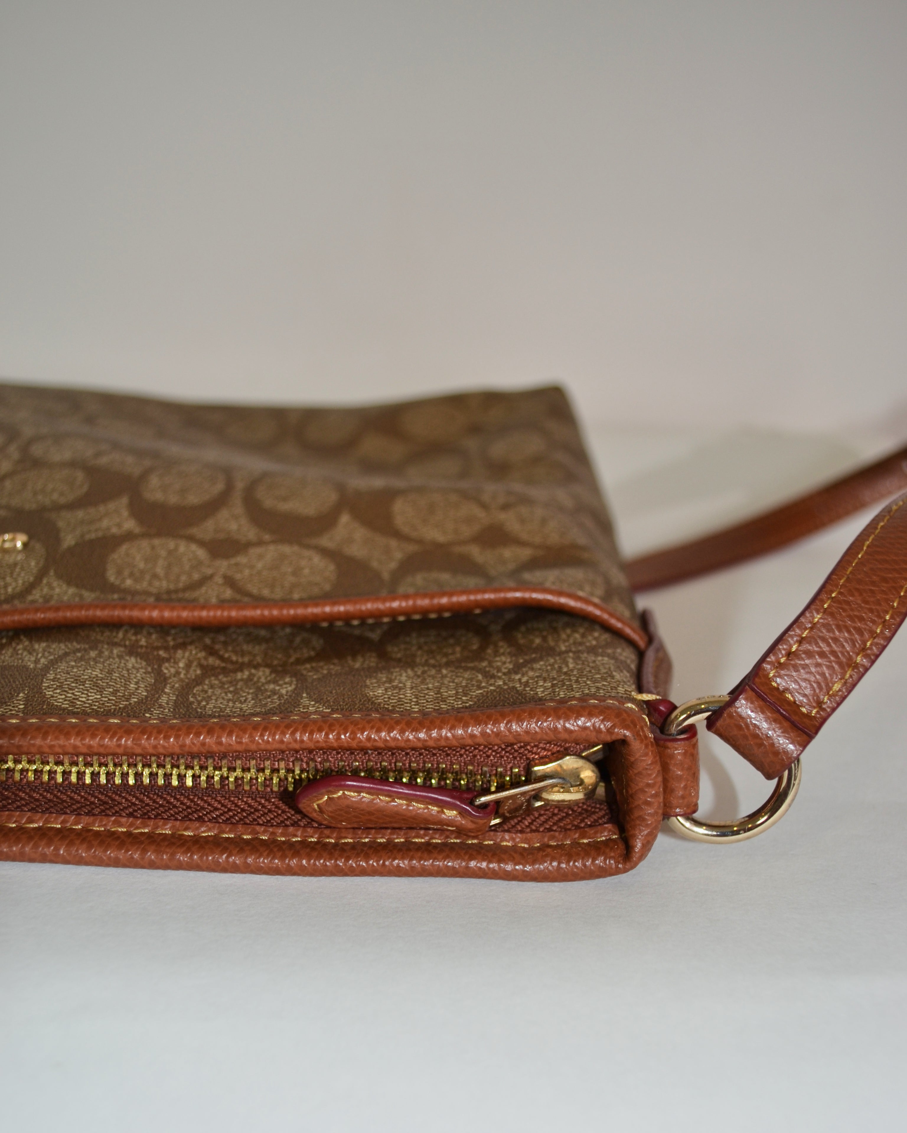 Coach Brown Signature Coated Canvas File Crossbody Bag