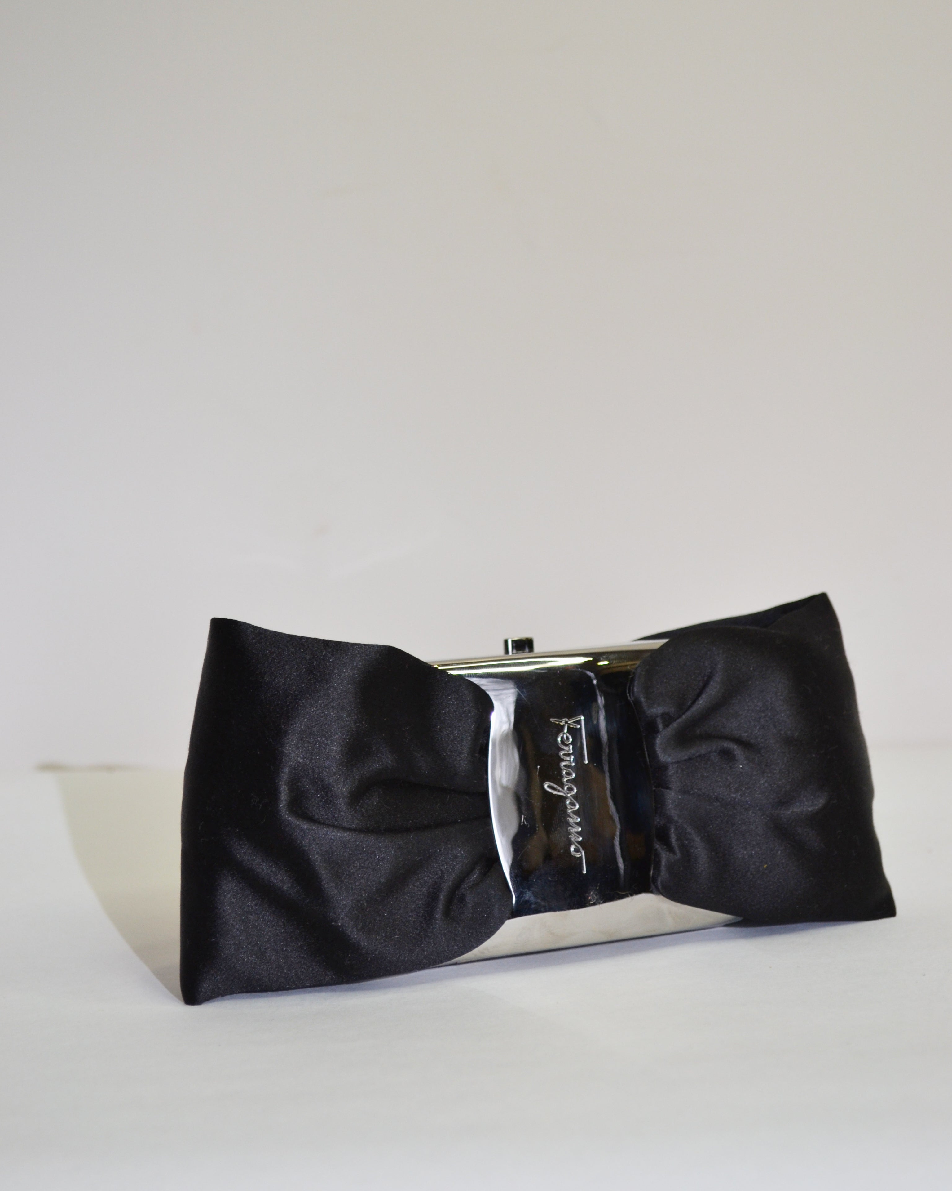 Ferragamo Black Bow Clutch