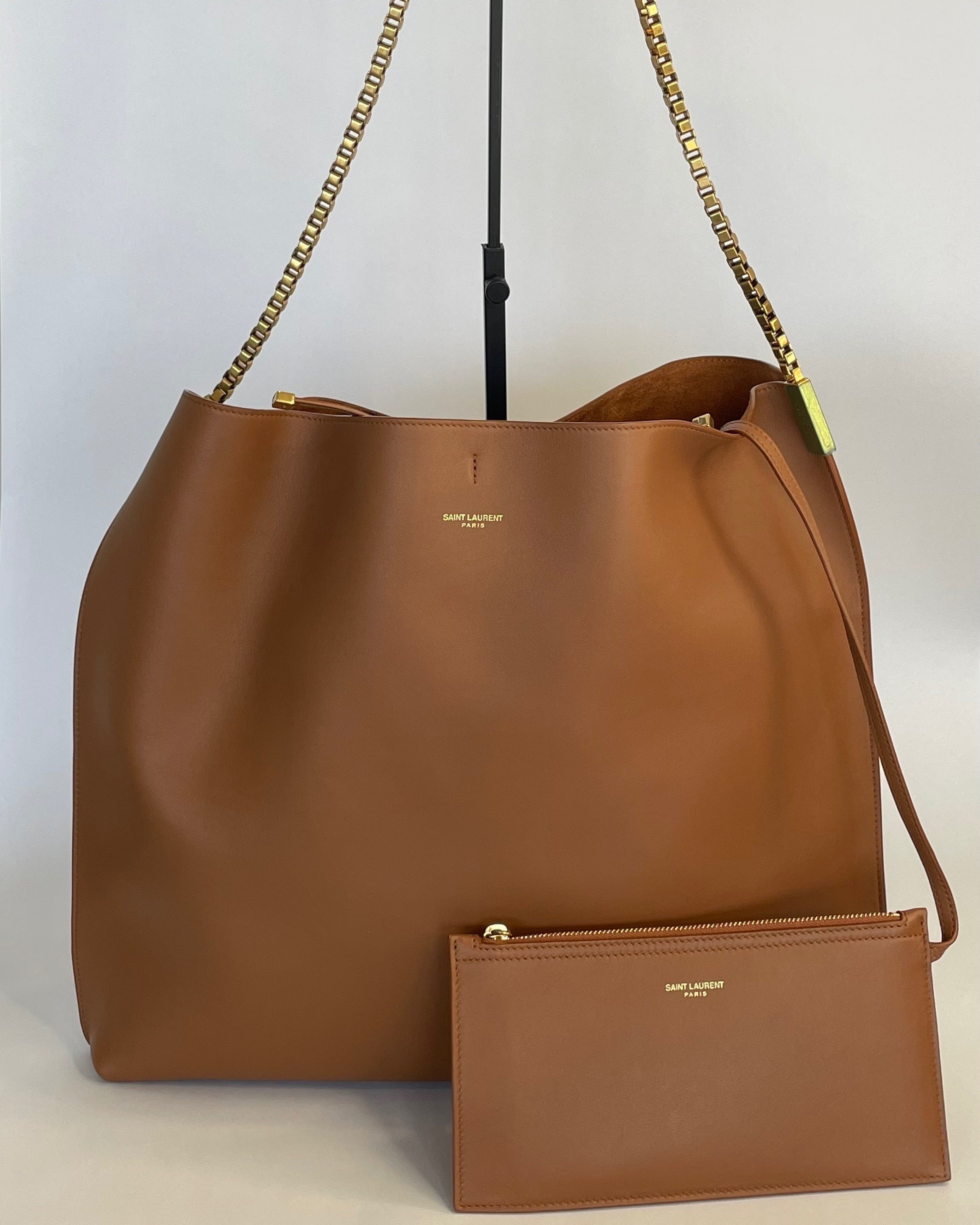 New Saint Laurent Suzanne Calfskin Leather Chain Hobo Bag