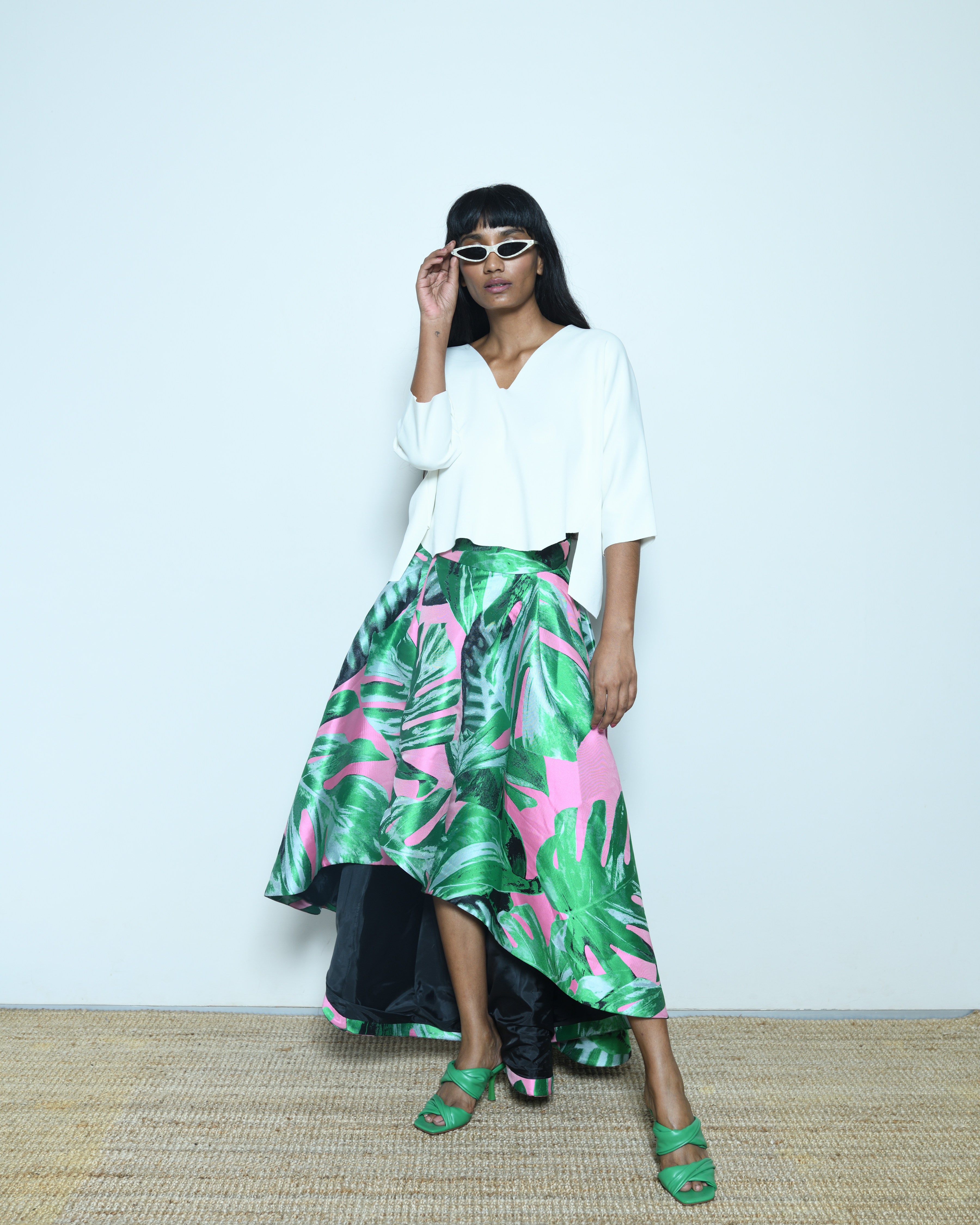 Coast High Low Asymmetrical Printed Skirt