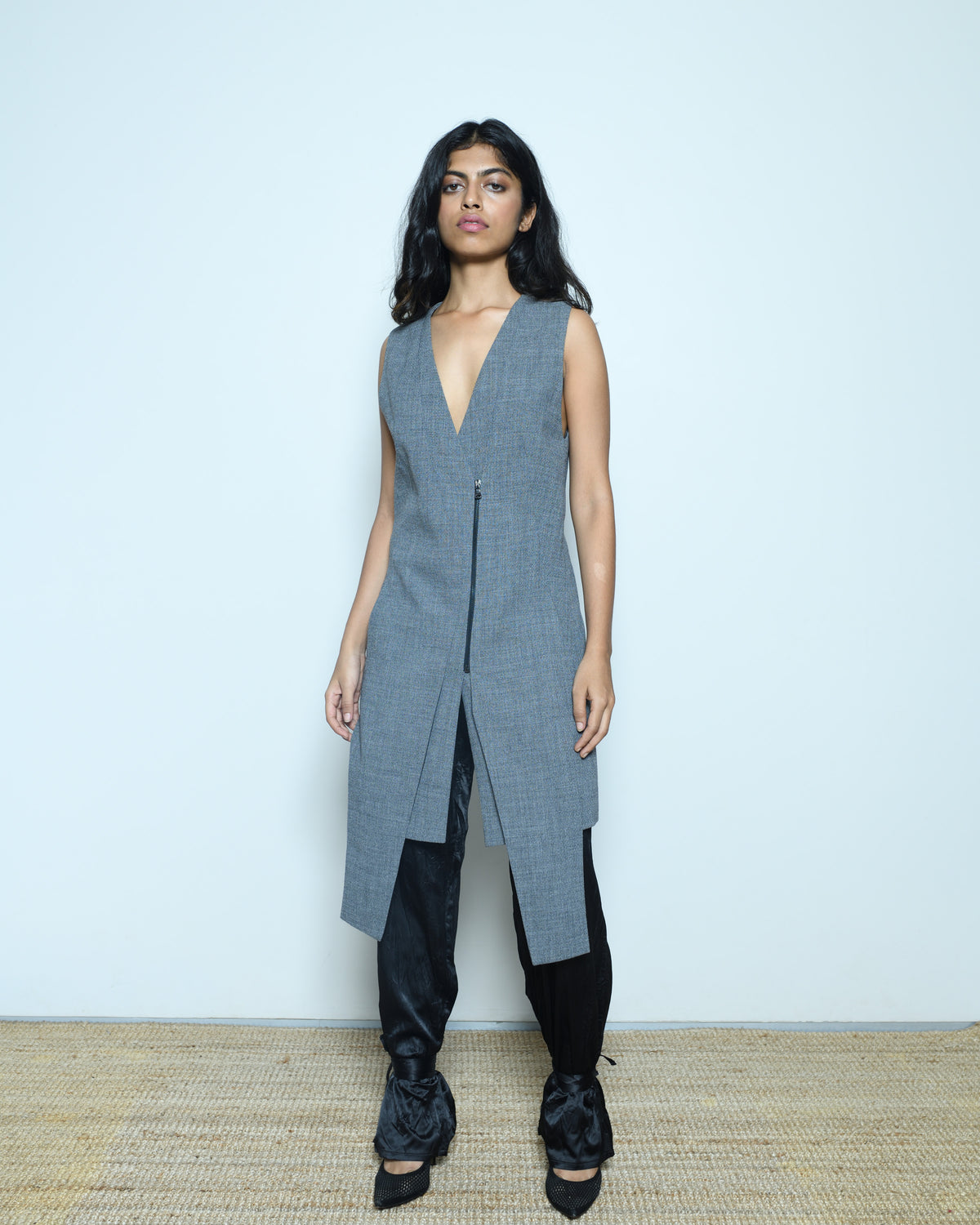 Rohit and Rahul Khanna Long Sleeveless Blazer Jacket