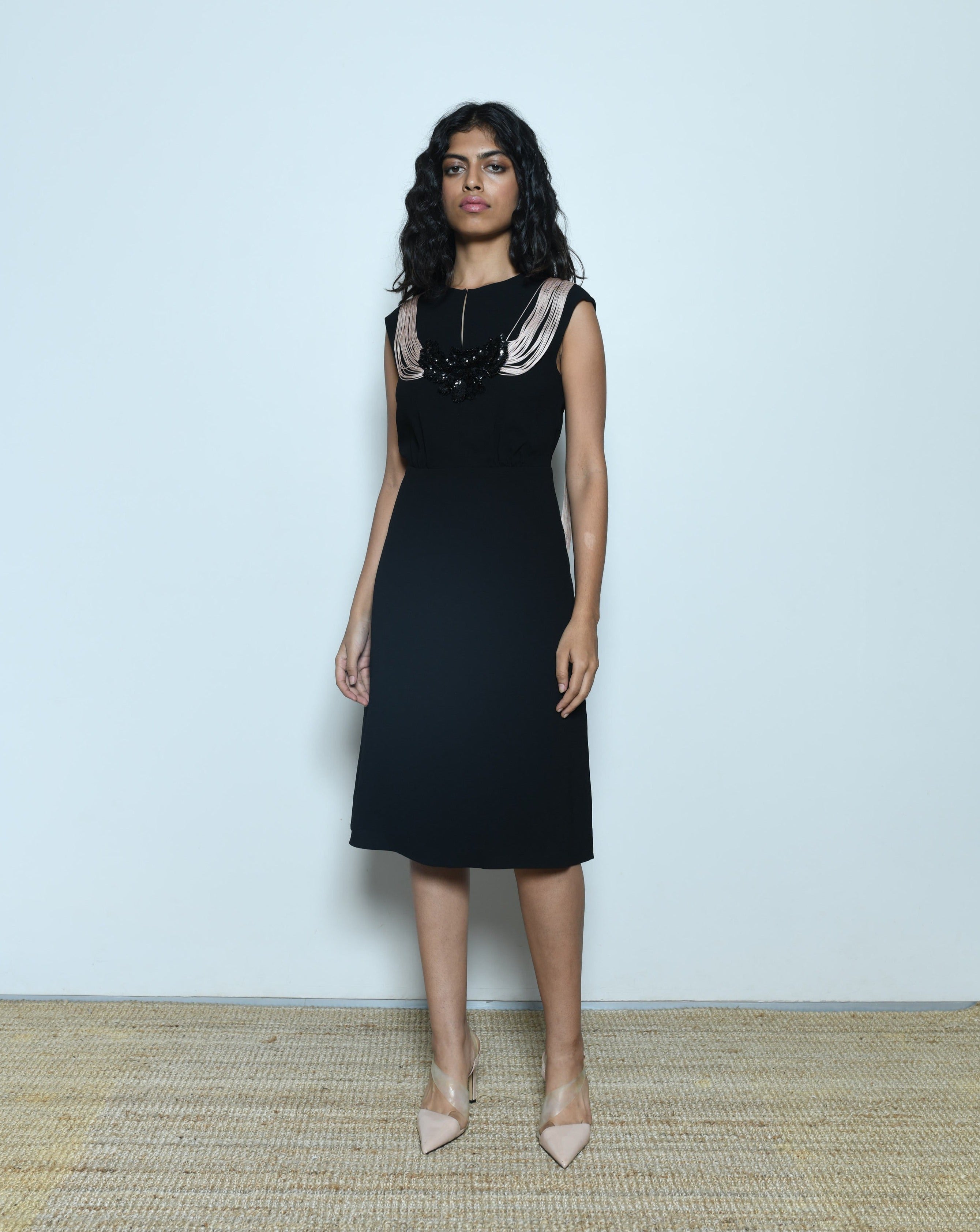 Buy Women Black Textured Knee Length Formal Dress Online - 759434 | Van  Heusen