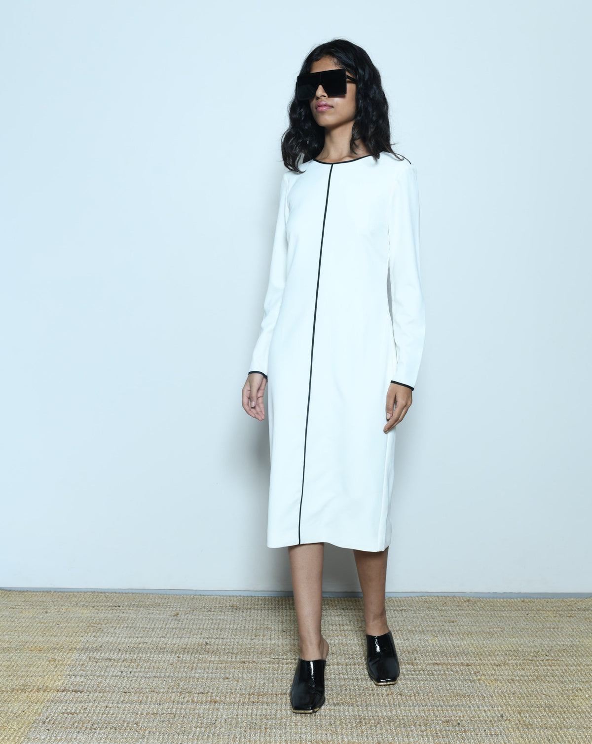 Ted Baker White Dress With Black Pipping