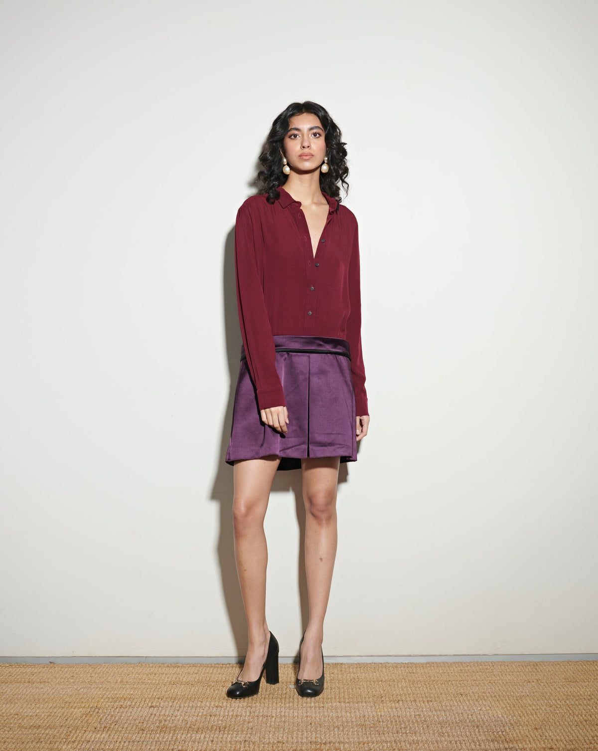 Victoria Beckham Purple Shirt-Skirt Dress