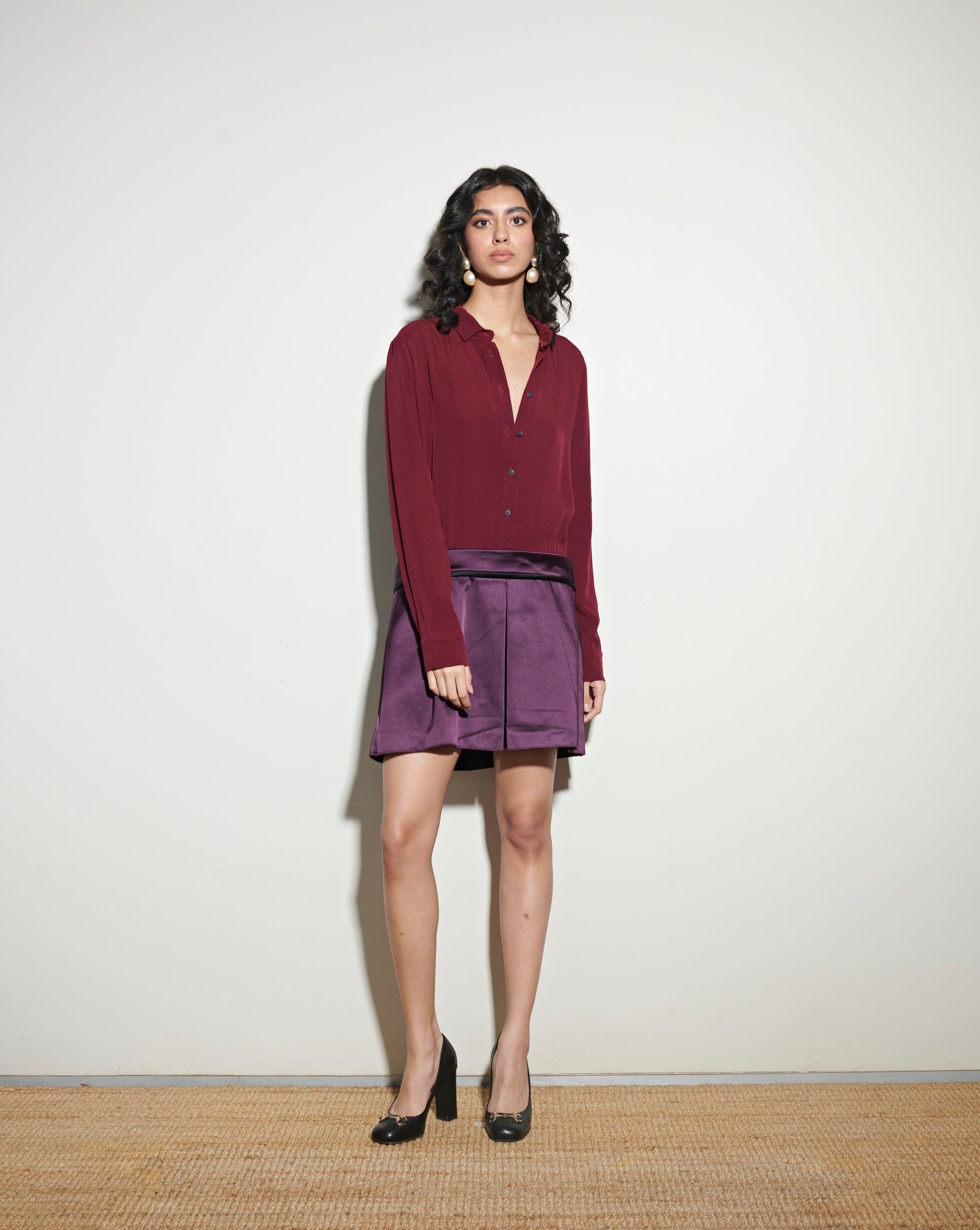 Victoria Beckham Purple Shirt-Skirt Dress