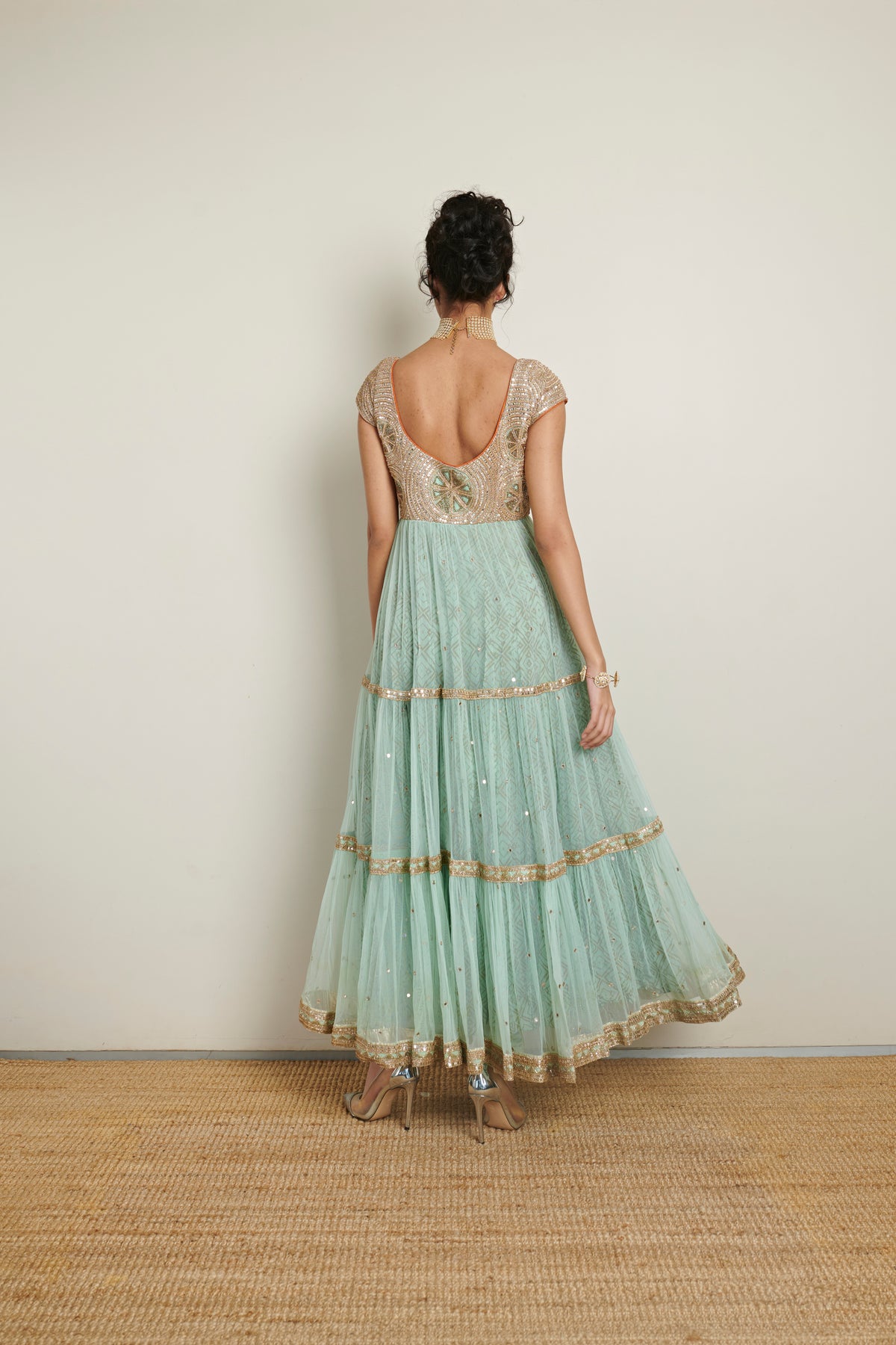Ritika Mirchandani Sea Blue Anarkali With Work