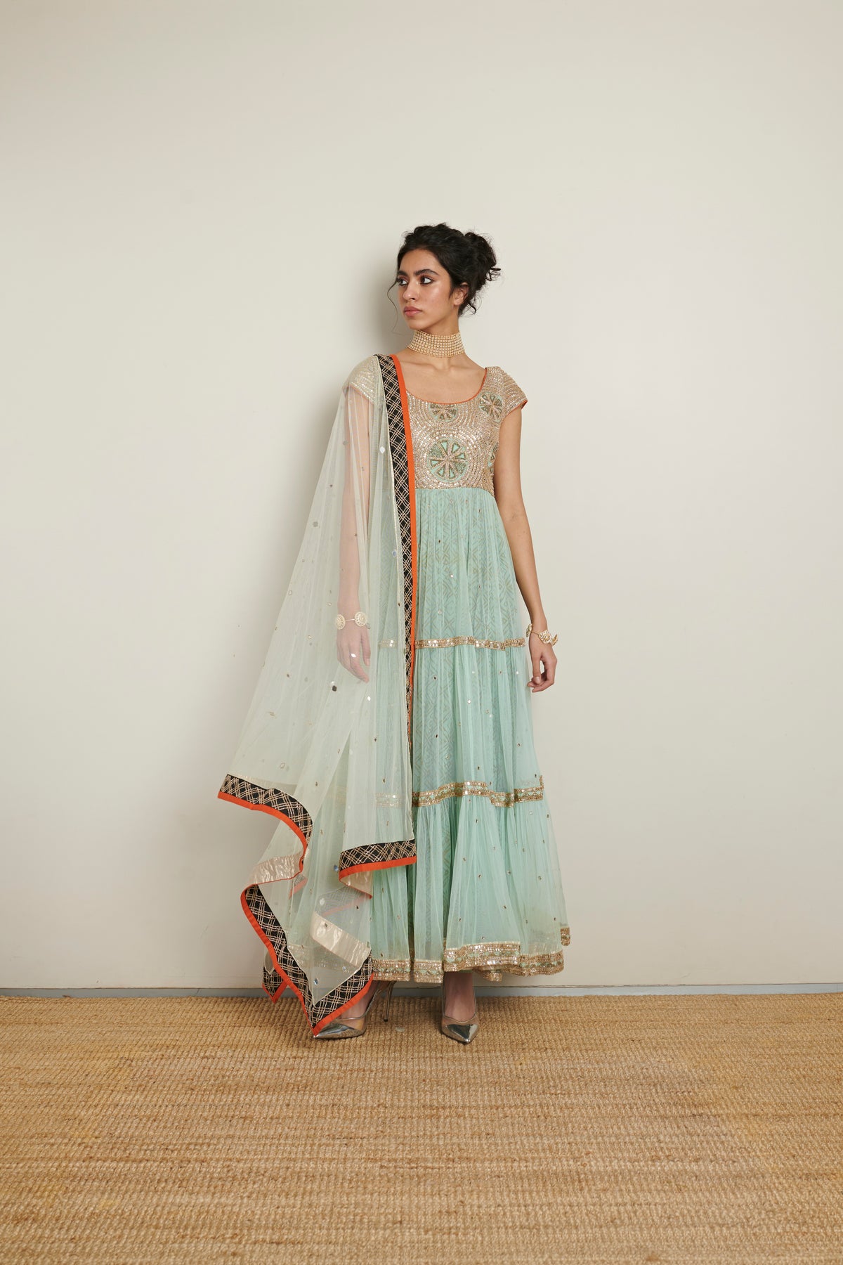 Ritika Mirchandani Sea Blue Anarkali With Work