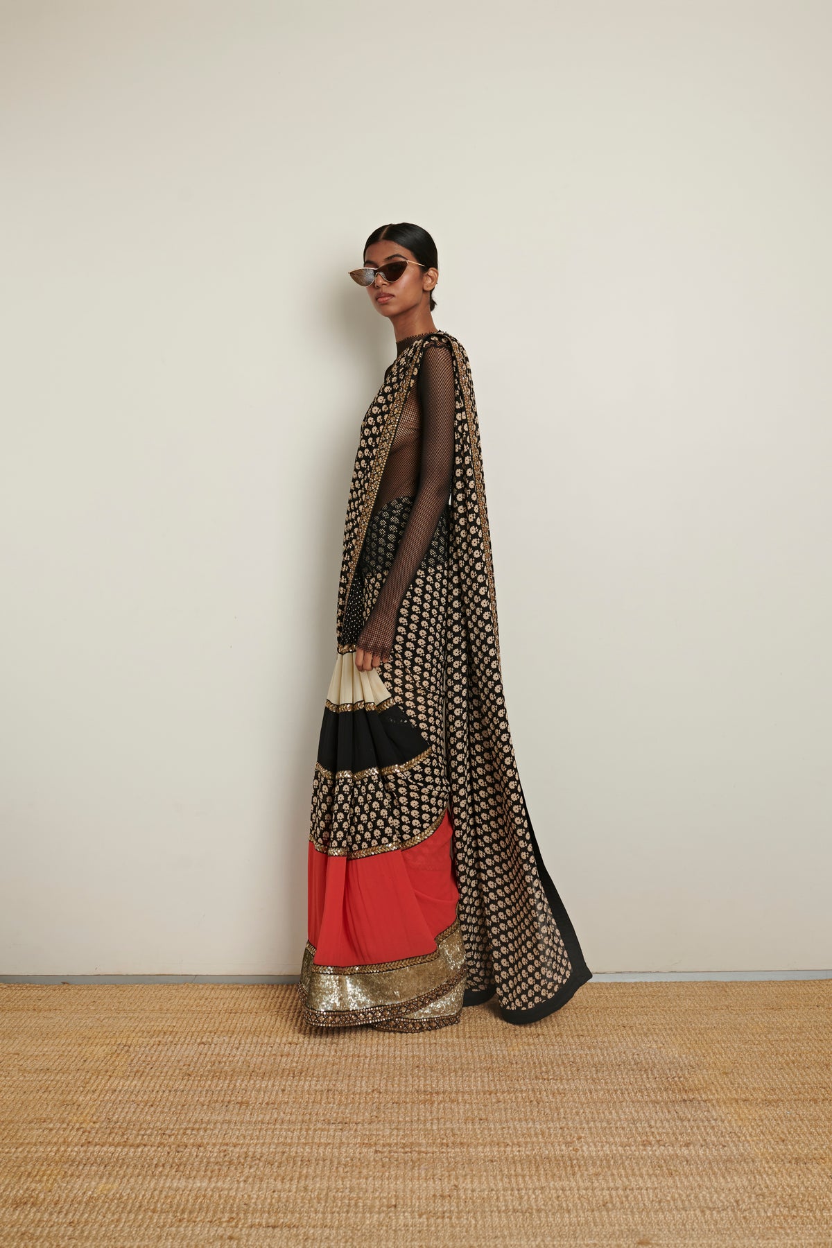 Sabyasachi Printed Saree With Sequins Work Border
