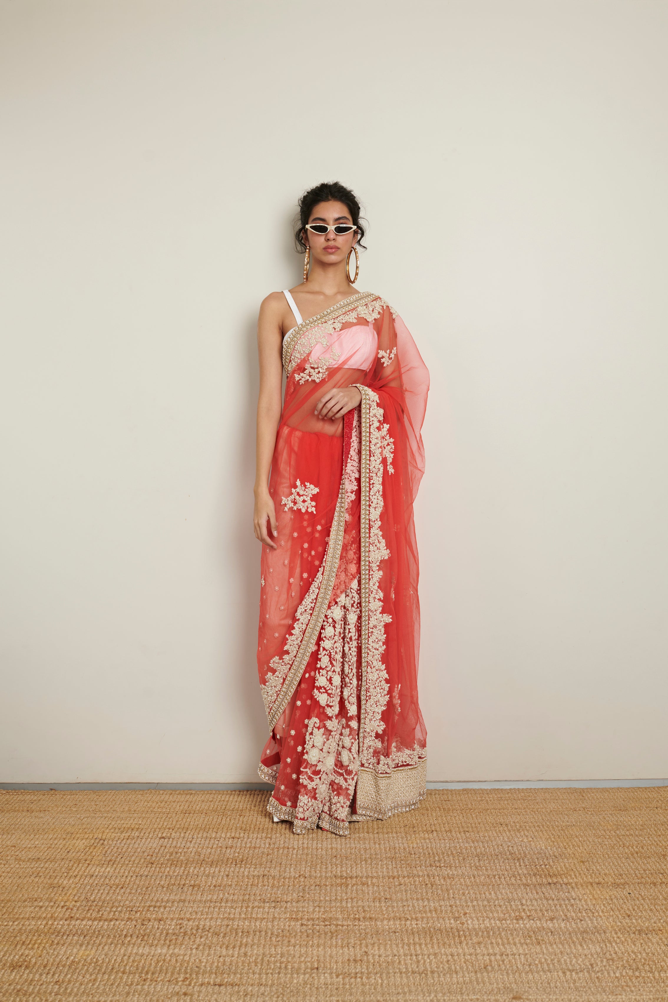 Shop White Kanjivaram Silk Saree with red border At 15% OFF