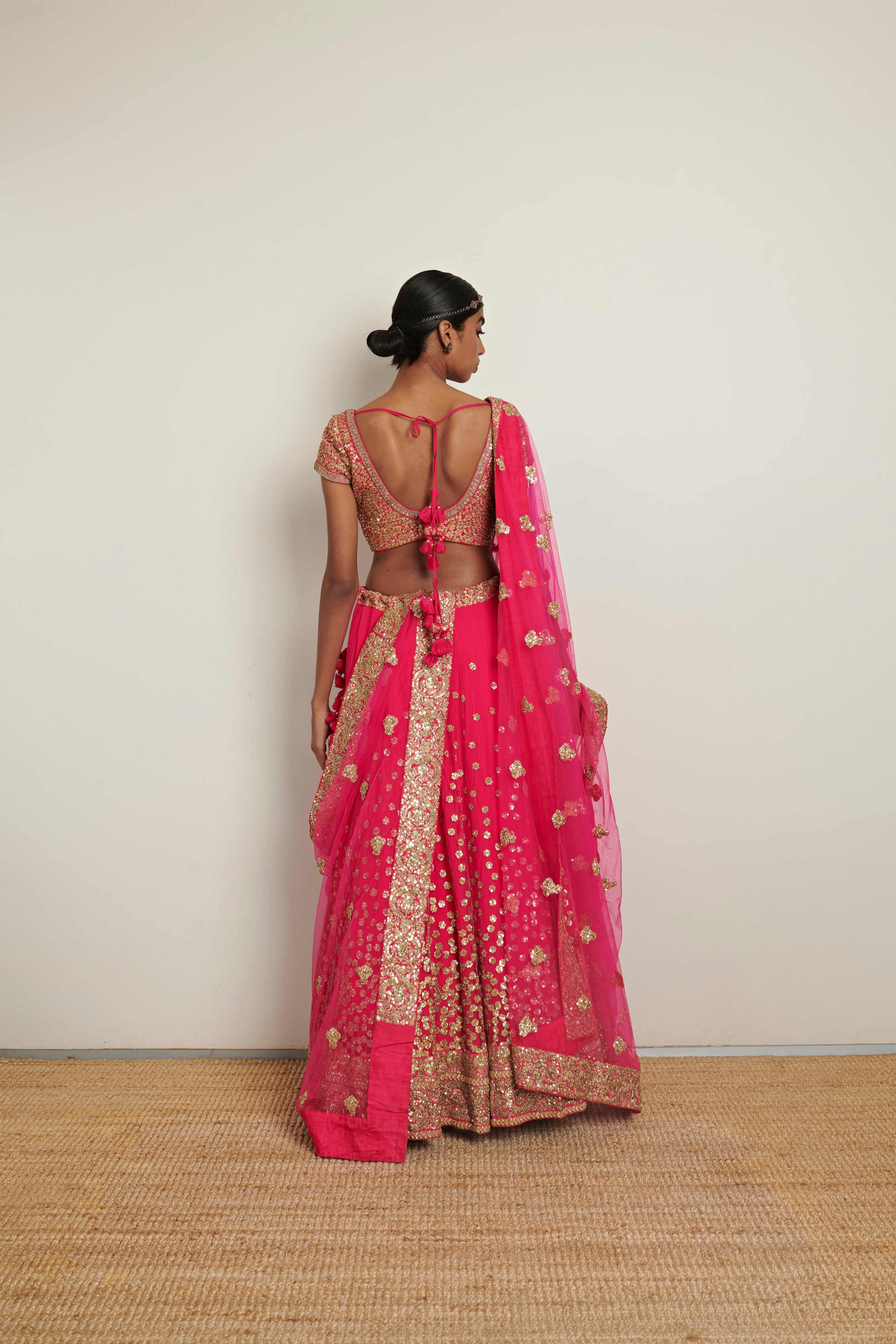 Sabyasachi Hot Pink Lehenga With Heavy Zari/Sequins Work