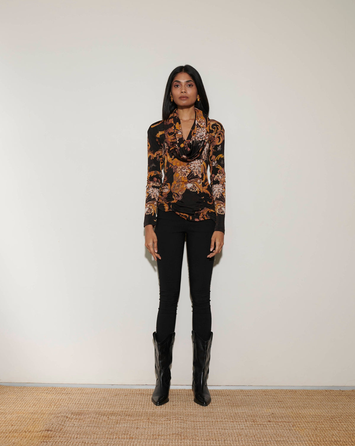 Roberto Cavalli Printed Black Top